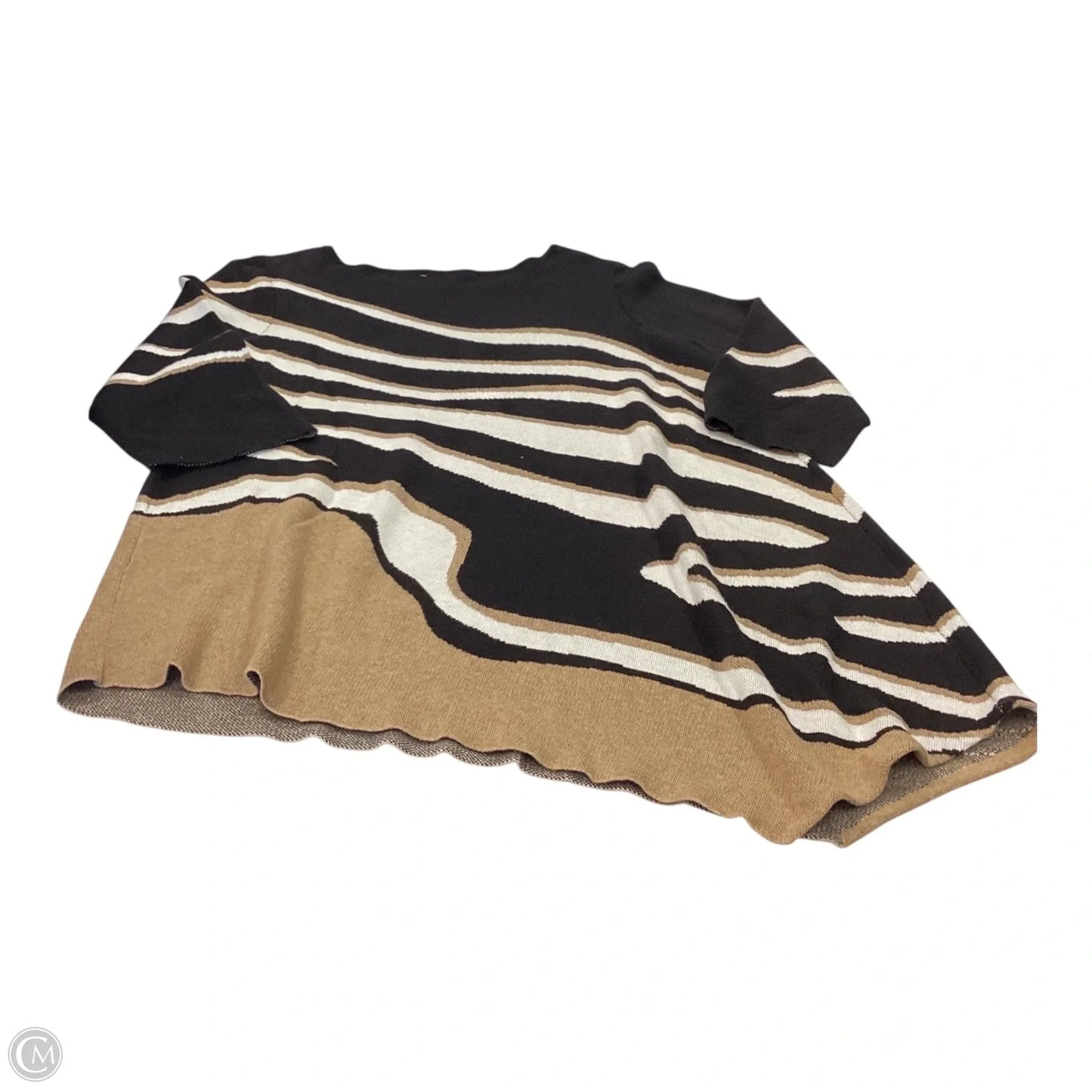 Top 3/4 Sleeve By Chicos In Black & Tan, Size: 3 (XL)