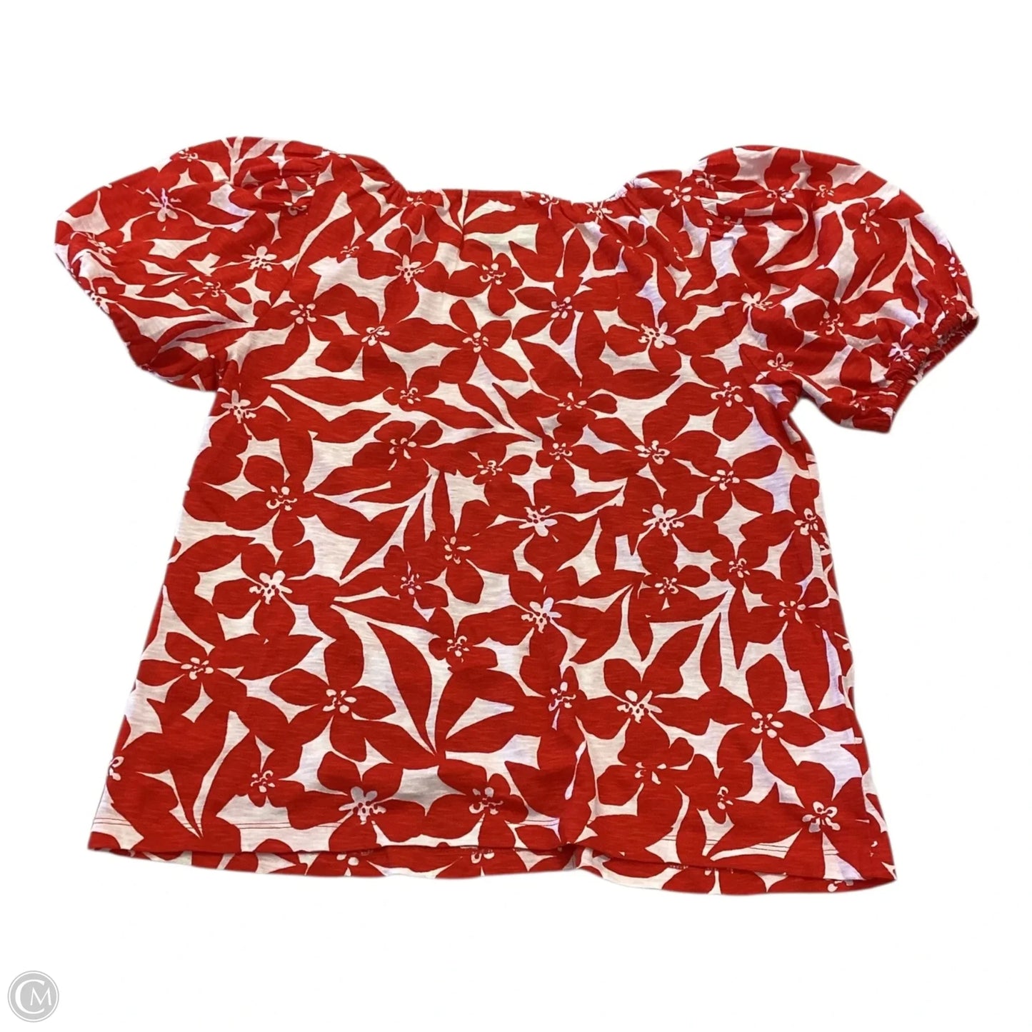 Top Short Sleeve By Loft In Red & White, Size: S