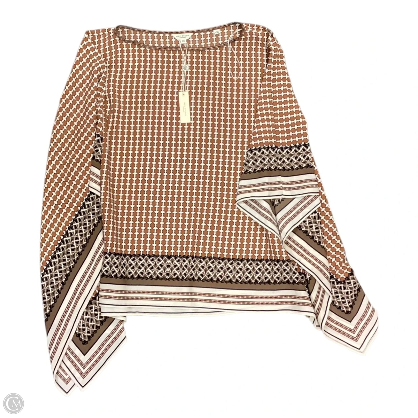 Poncho By Max Studio In Brown & Cream, Size: Osfm