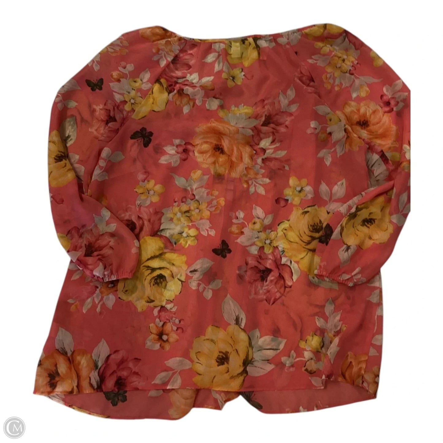Top 3/4 Sleeve By Charter Club In Floral Print, Size: M