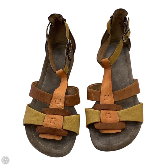 Sandals Flats By Nicole In Brown & Yellow, Size: 7.5