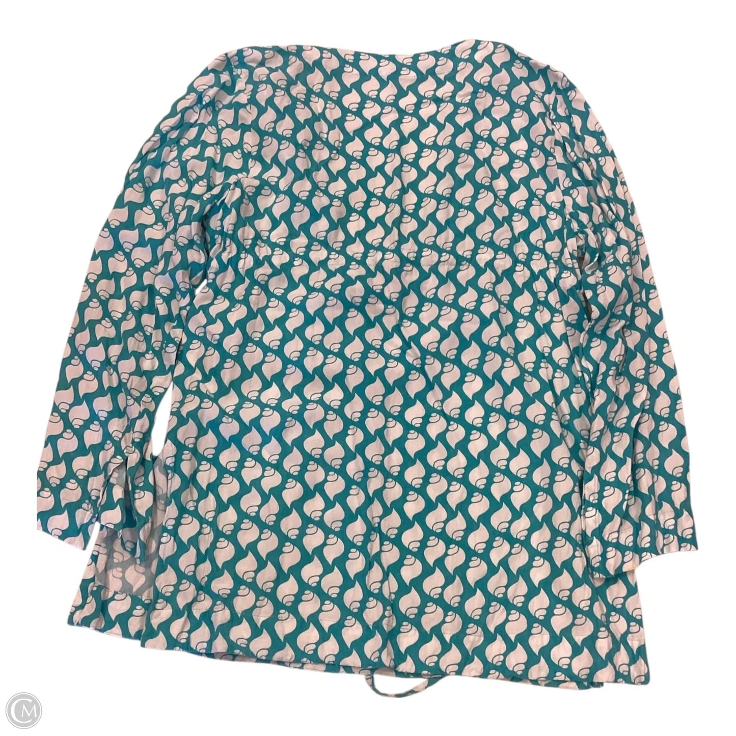 Top Long Sleeve By Escapada Living In Blue & White, Size: M