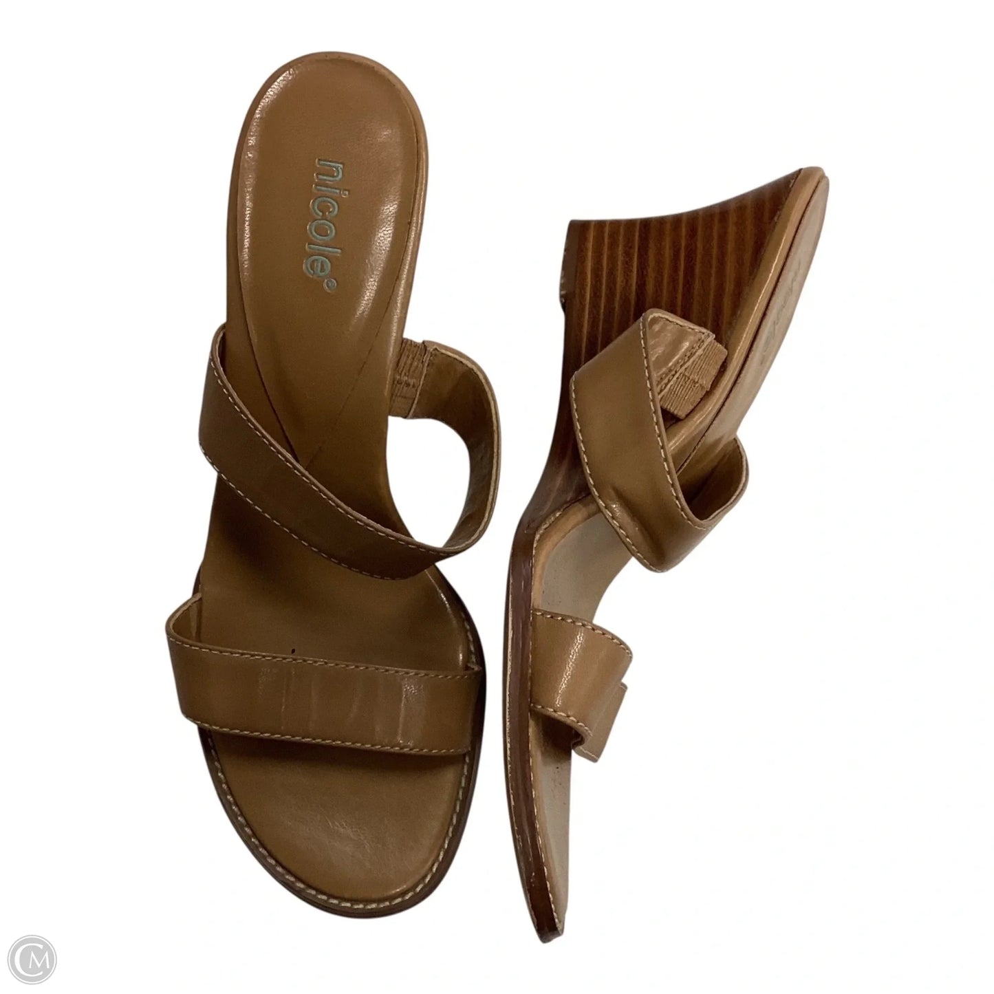 Sandals Heels Wedge By Nicole In Brown, Size: 7