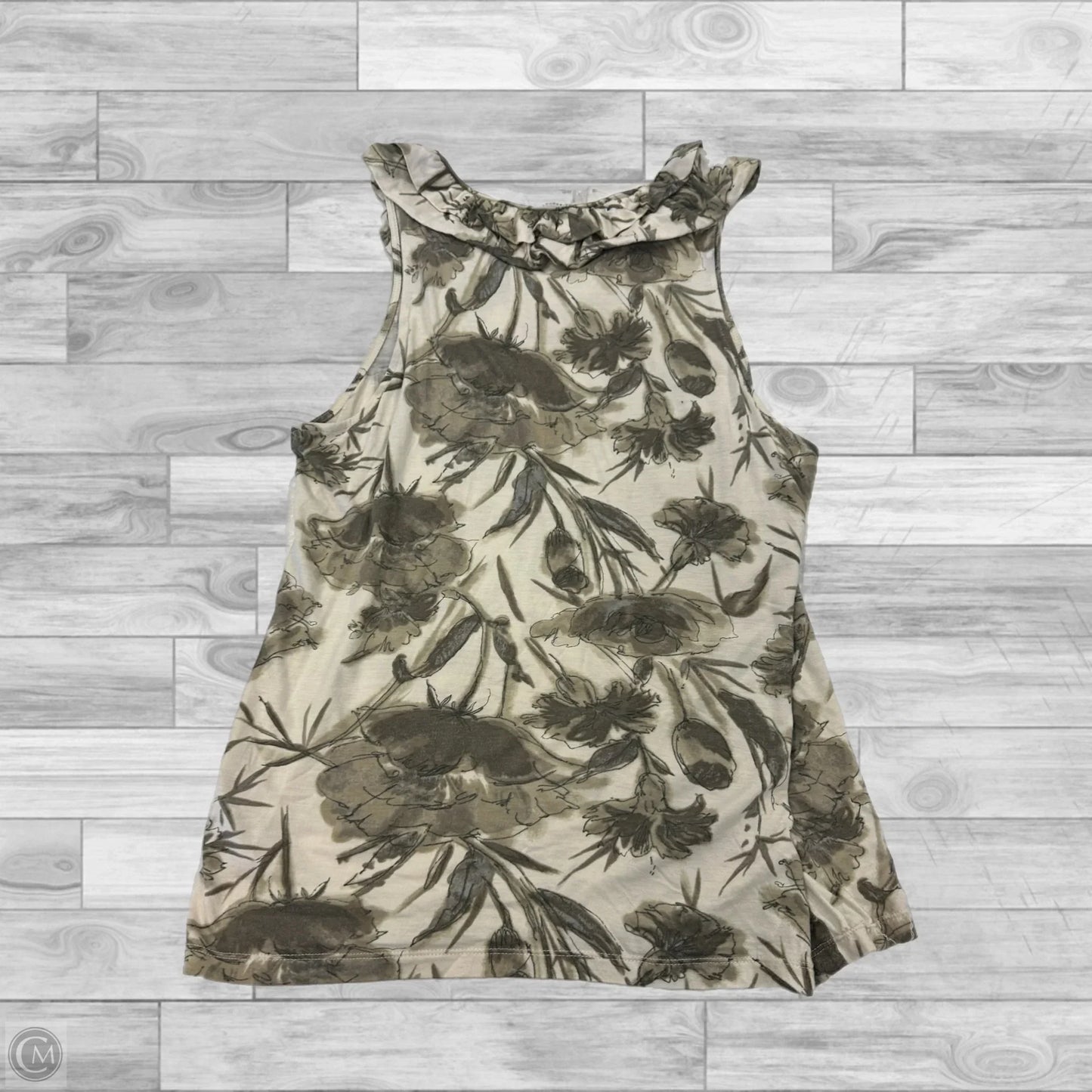 Top Sleeveless By Banana Republic In Cream & Grey, Size: M