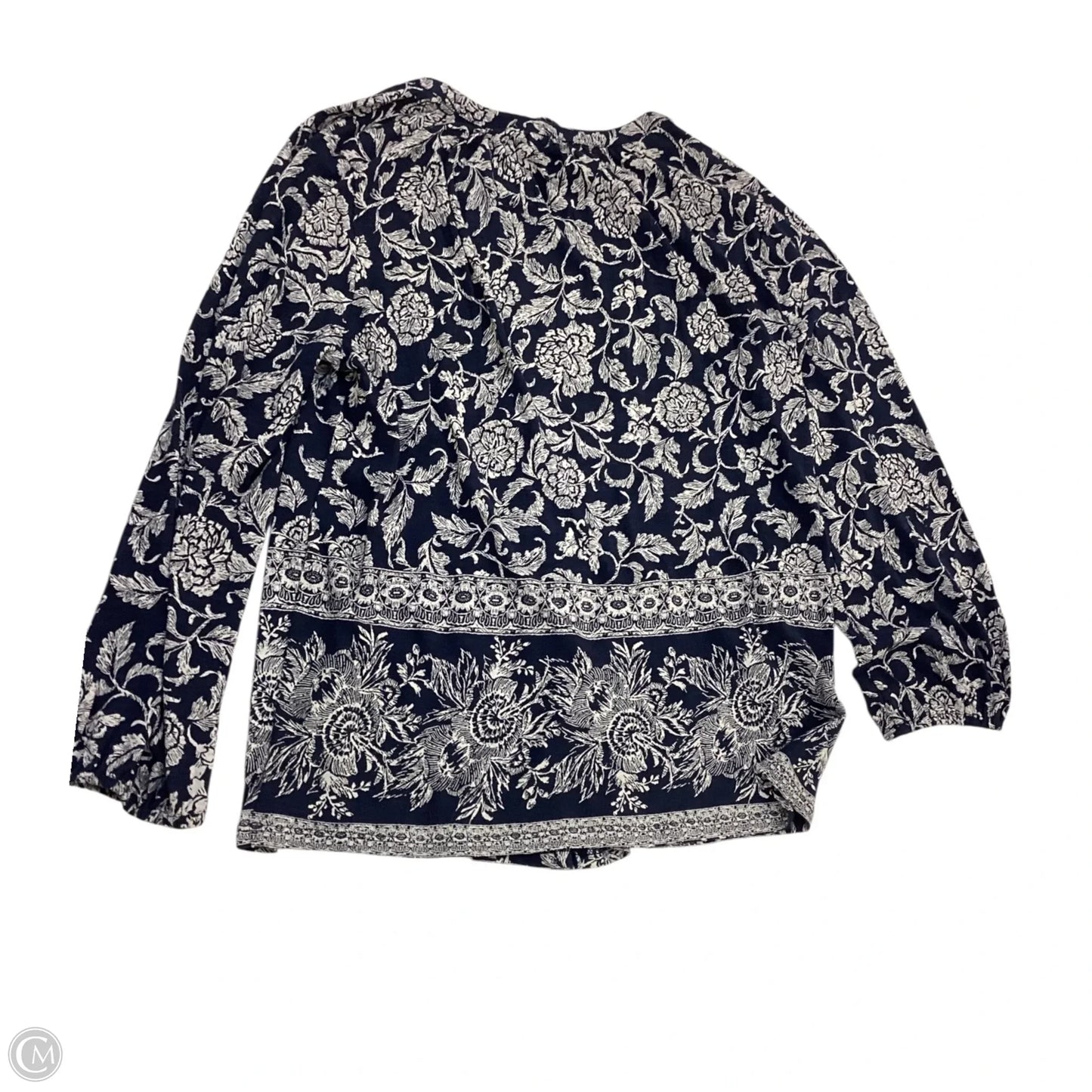 Top Long Sleeve By Lucky Brand In Blue & Cream, Size: S