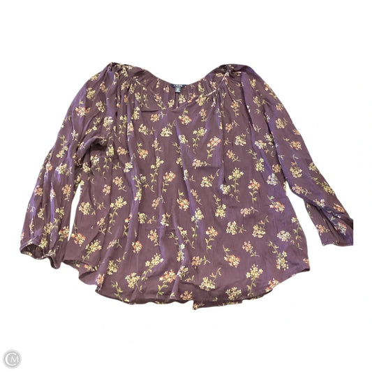 Top Long Sleeve By Chaps In Floral Print, Size: 2x