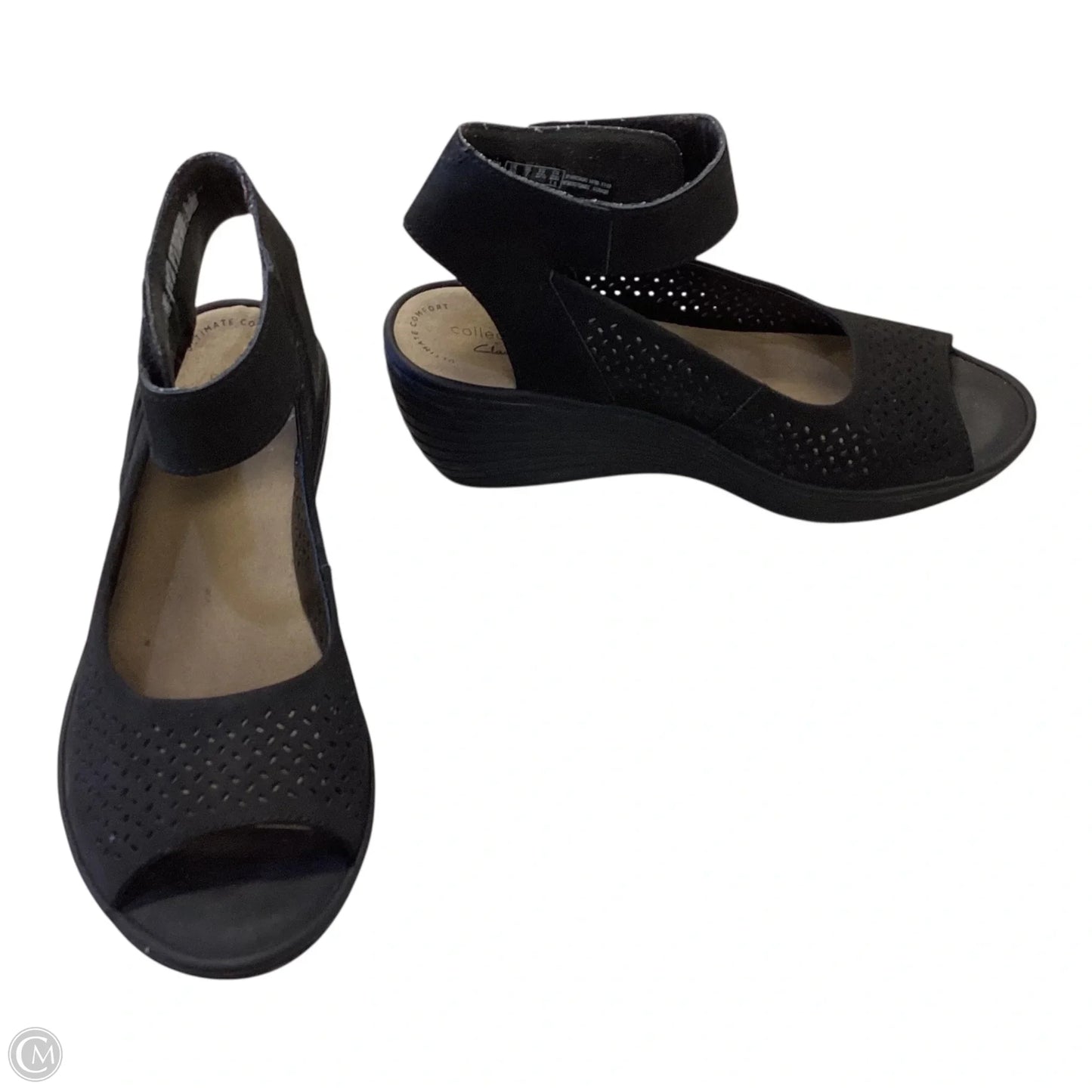 Sandals Heels Wedge By Clarks In Black, Size: 7