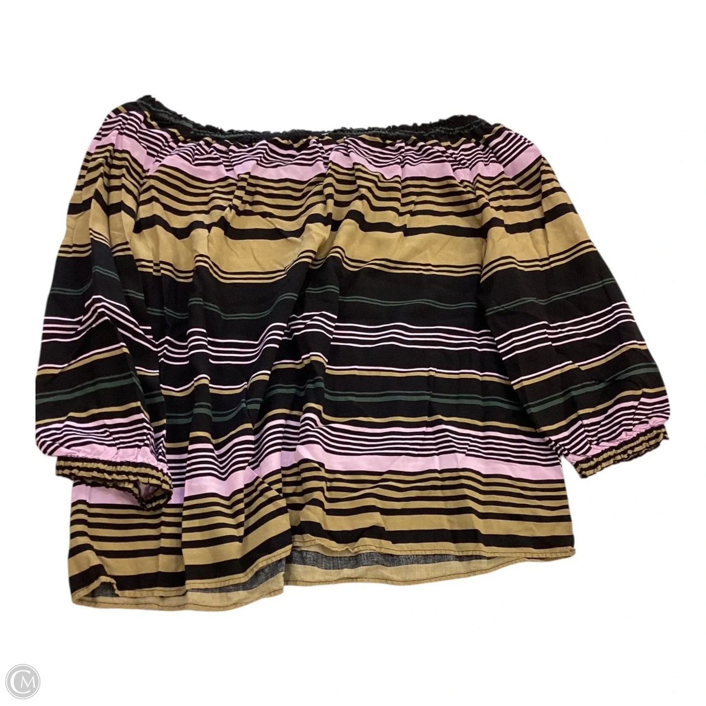 Top 3/4 Sleeve By Dalia In Striped Pattern, Size: M