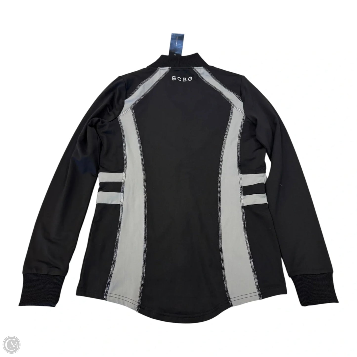 Athletic Jacket By Bcbgmaxazria In Black & Grey, Size: S