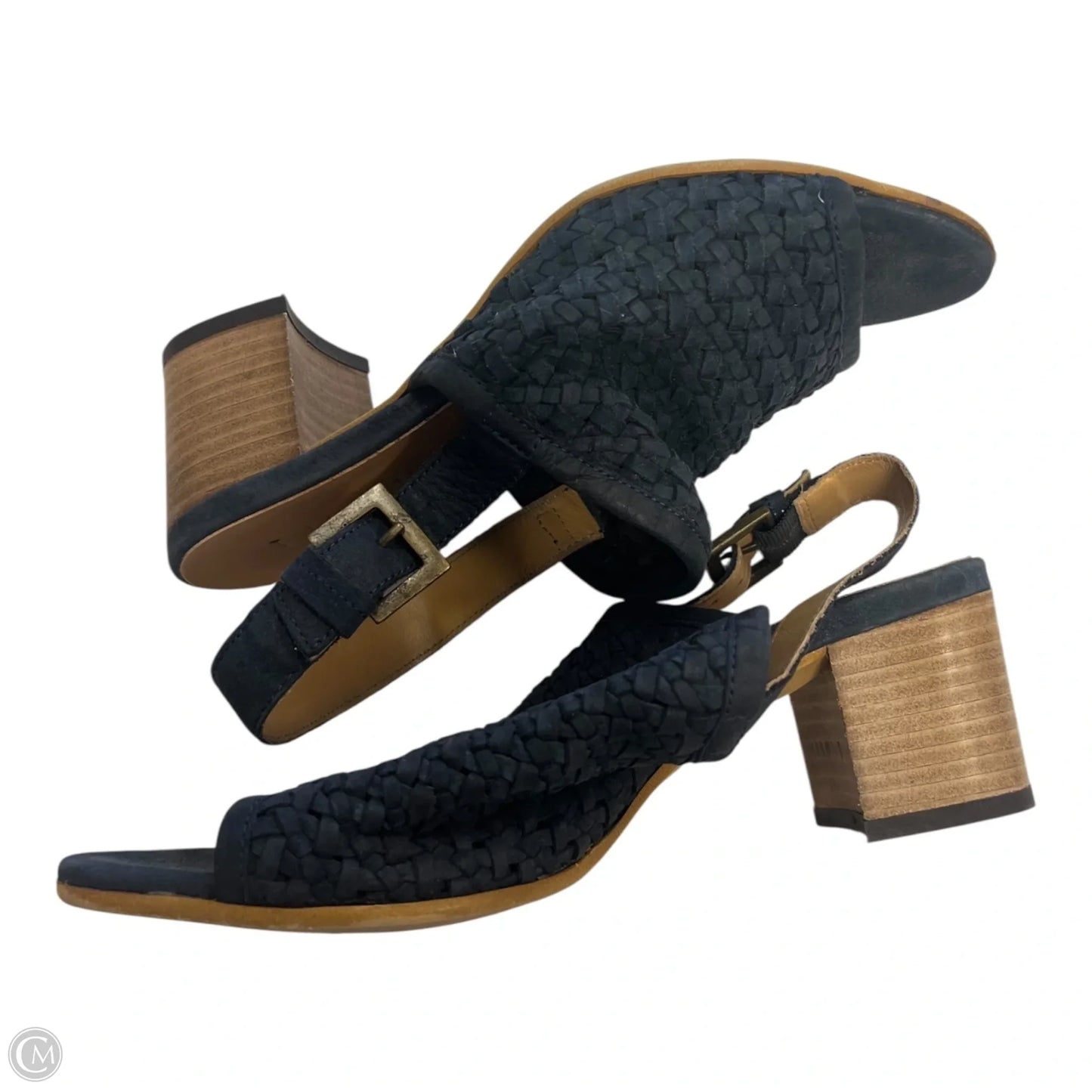 Sandals Heels Block By Clothes Mentor In Navy, Size: 5.5