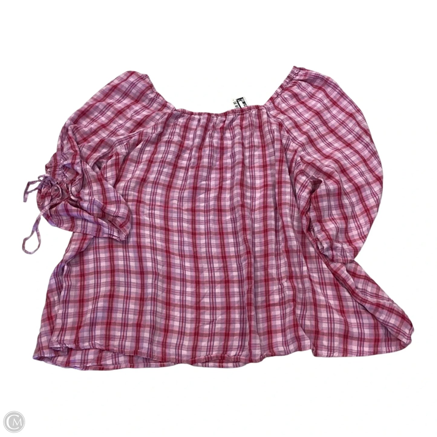 Top Short Sleeve By Terra & Sky In Plaid Pattern, Size: 2x