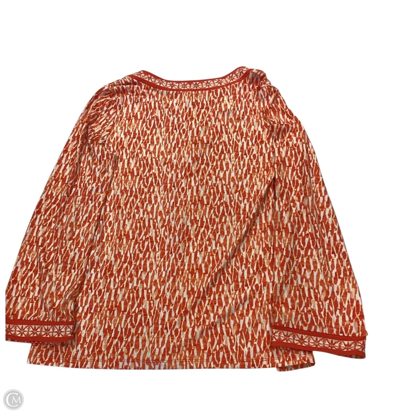 Top Long Sleeve By Michael By Michael Kors In Orange & White, Size: Xl
