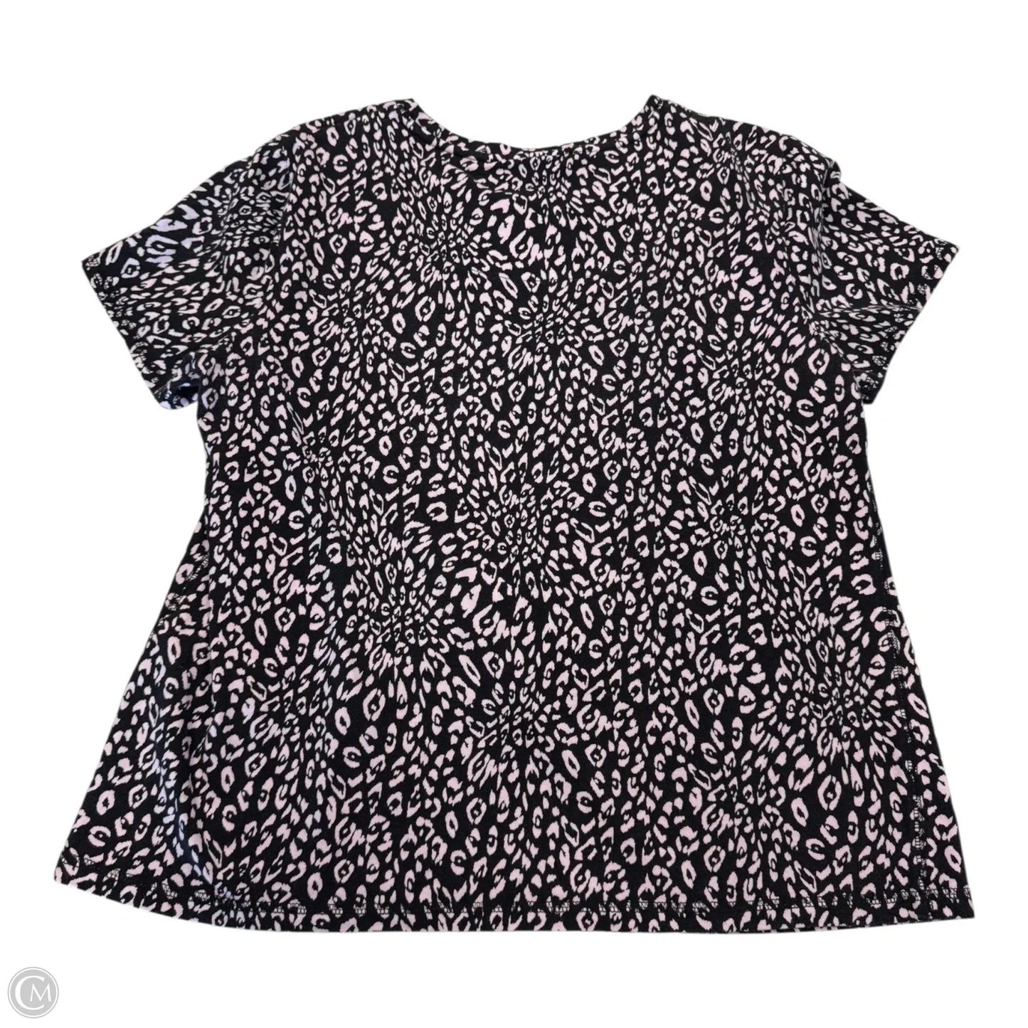 Top Short Sleeve By Chicos In Black & Pink, Size: 1 (Medium)