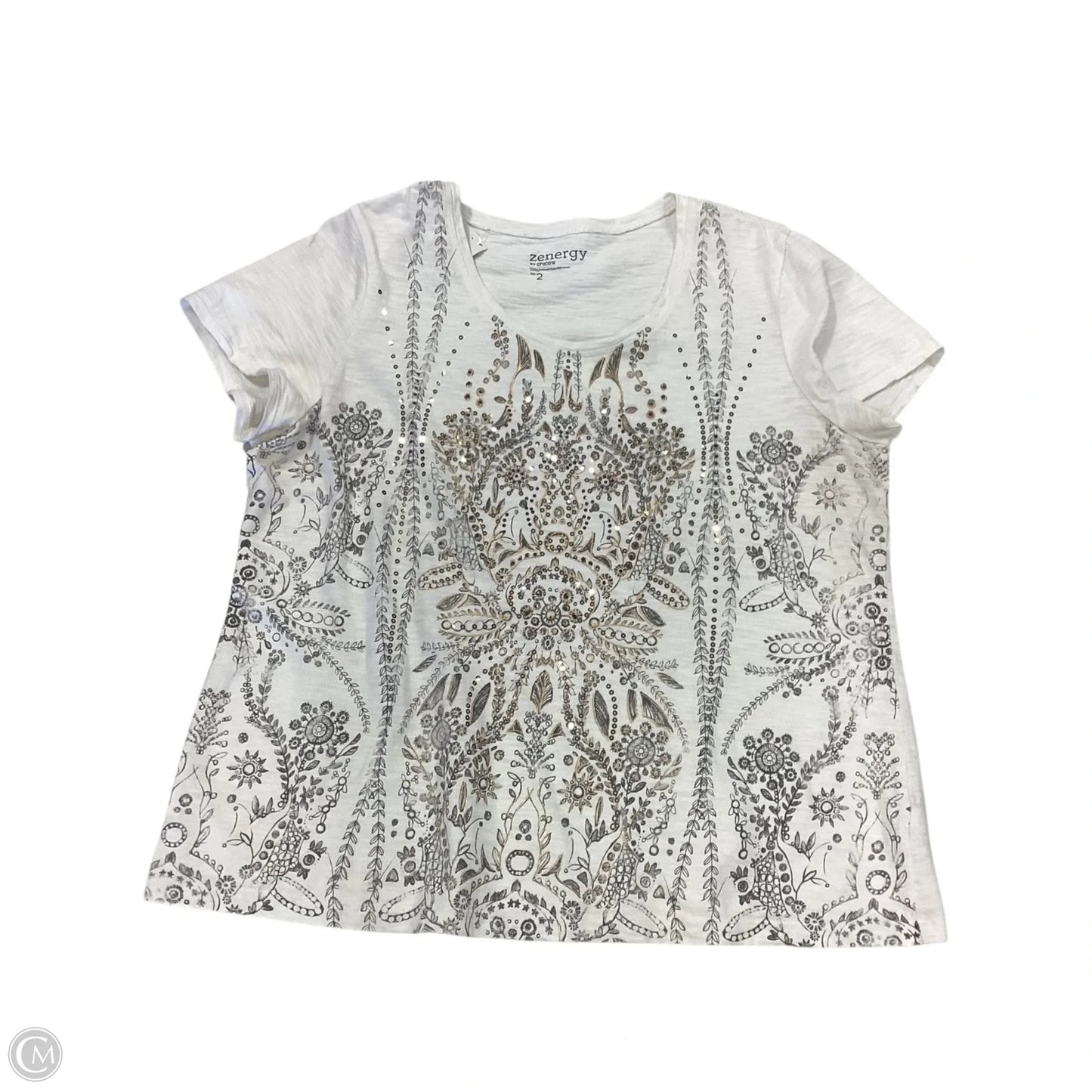 Top Short Sleeve By Chicos In Cream, Size: 2
