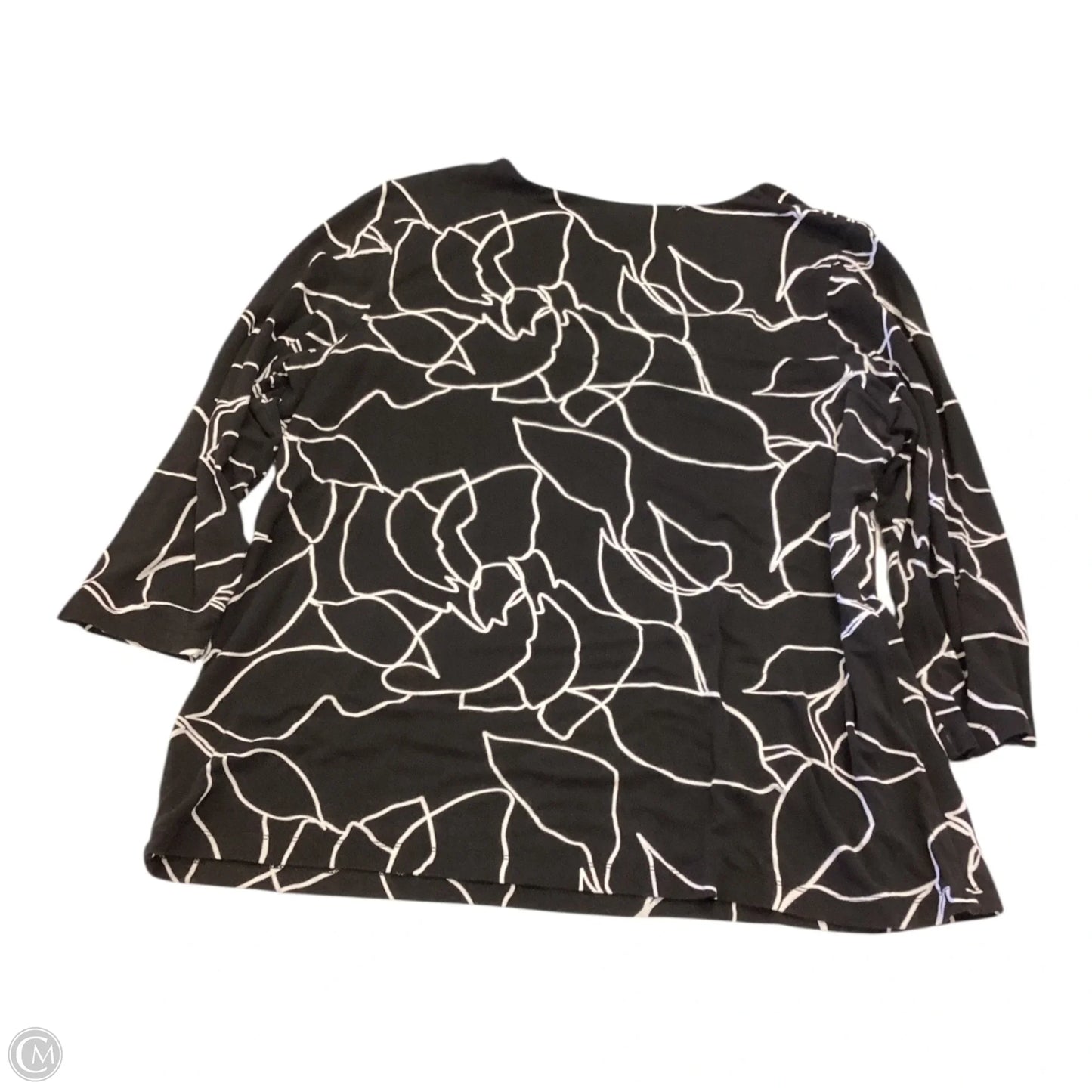 Top 3/4 Sleeve By Chicos In Black & White, Size: Xl