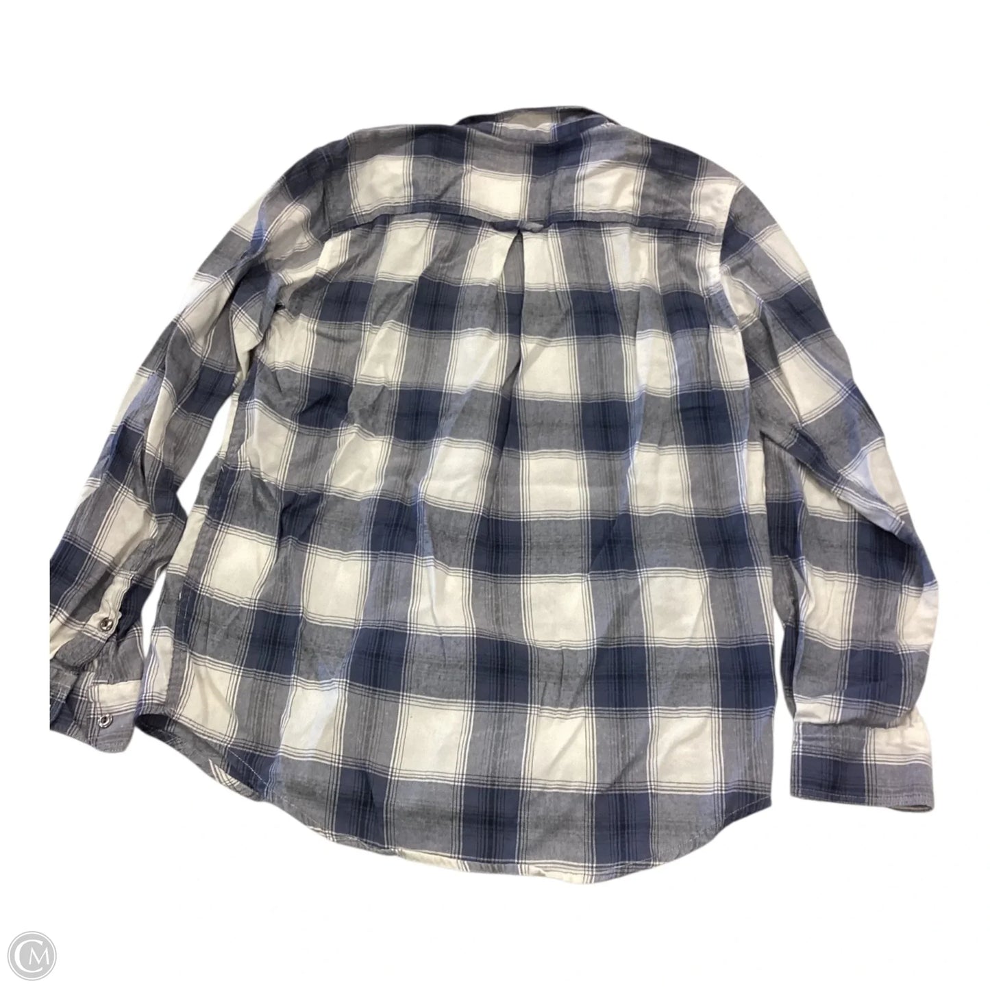 Top Long Sleeve By Ann Taylor In Blue & White, Size: S