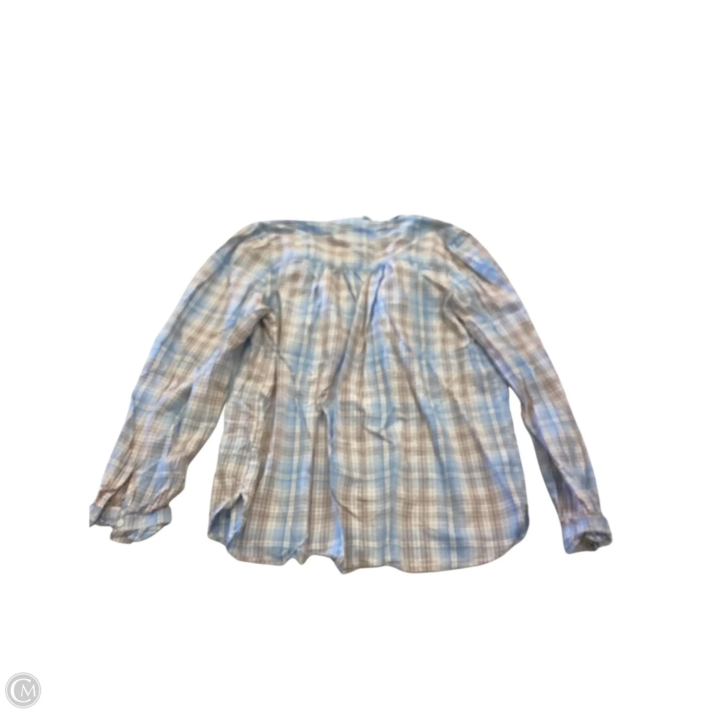 Blouse Long Sleeve By Loft In Blue & Brown, Size: M