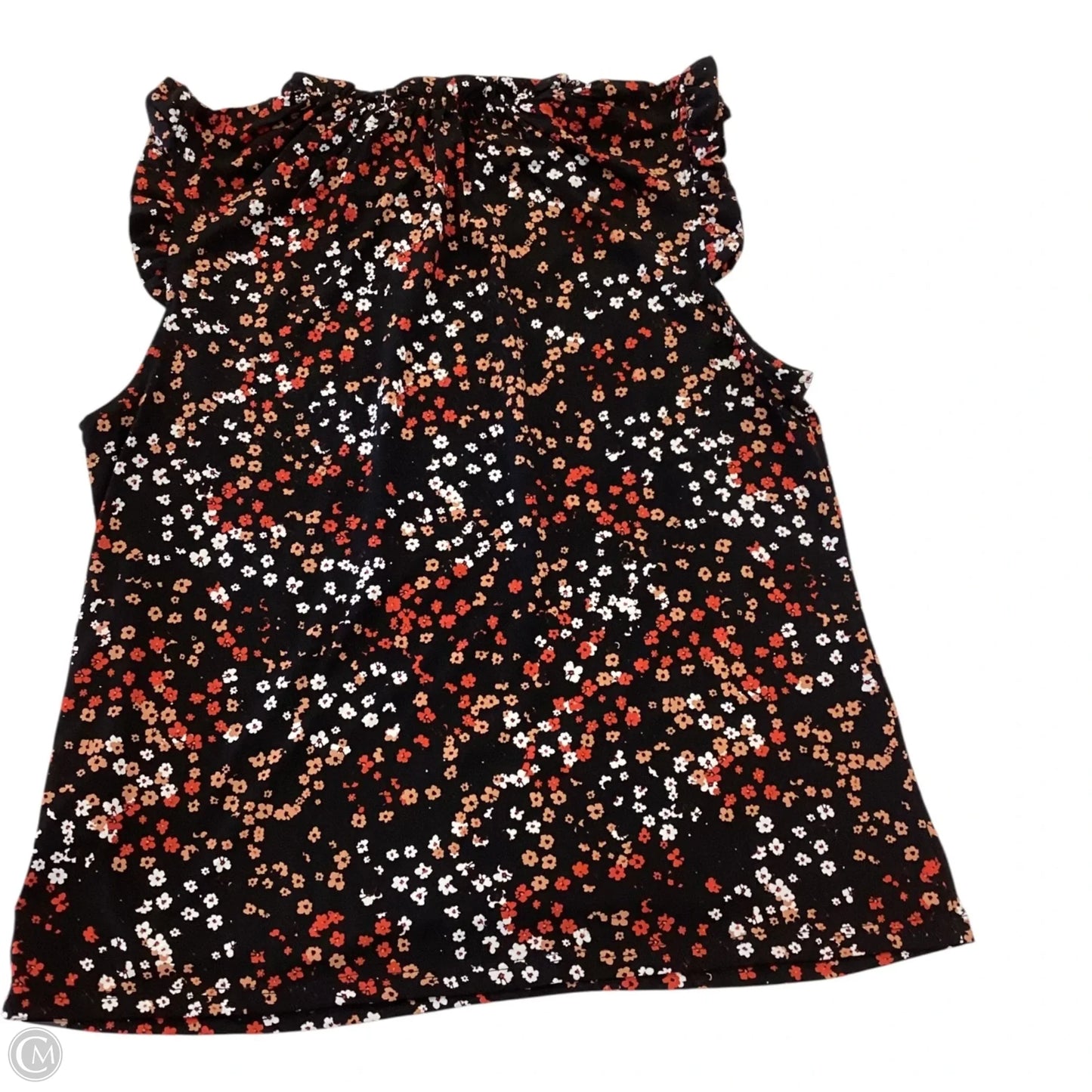 Blouse Short Sleeve By Adrienne Vittadini In Floral Print, Size: L