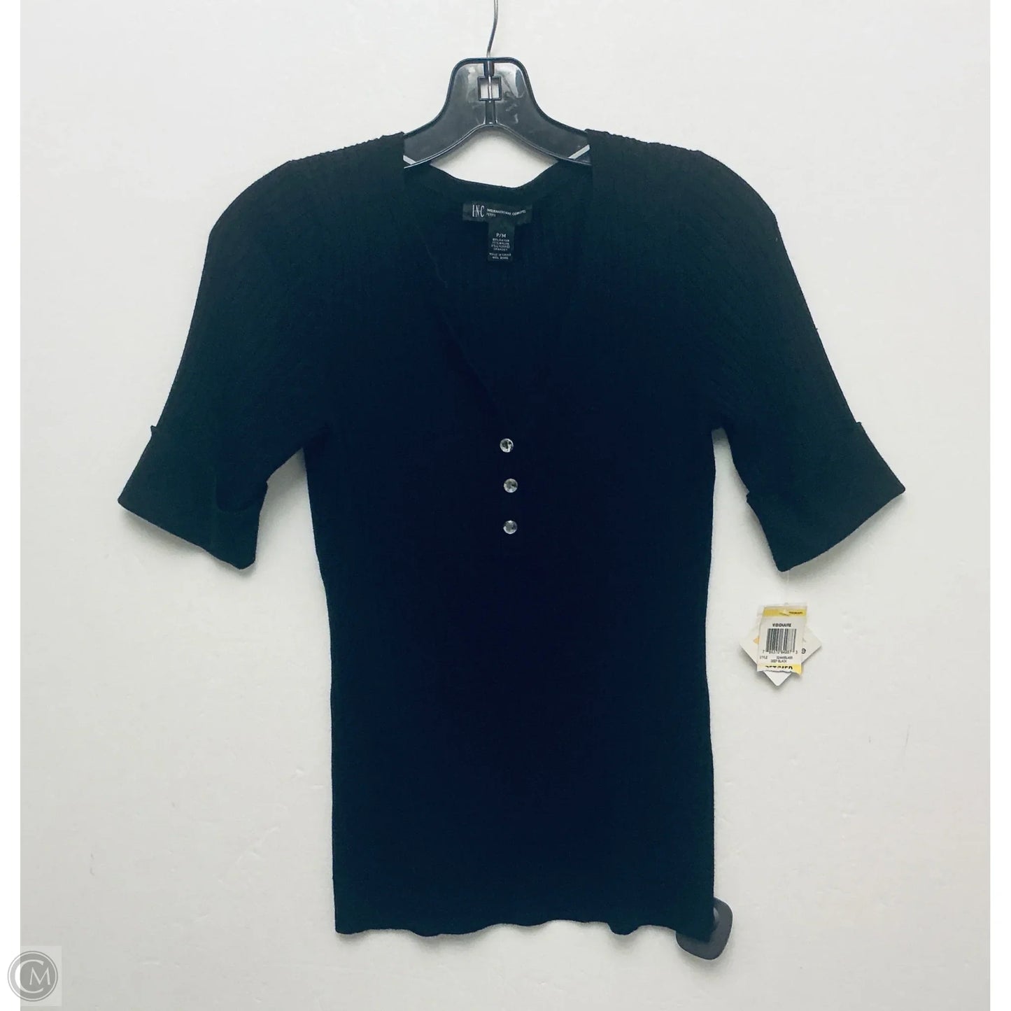 Top Short Sleeve By Inc In Black, Size: M