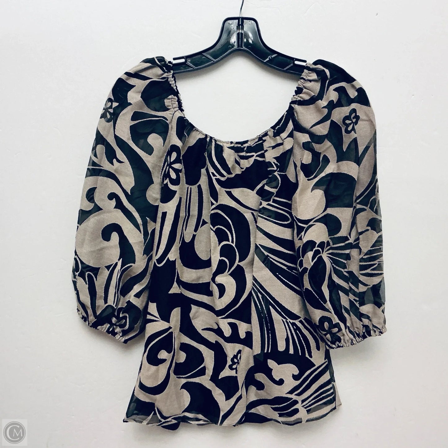 Top 3/4 Sleeve Basic By Trina Turk In Black & Tan, Size: Xs