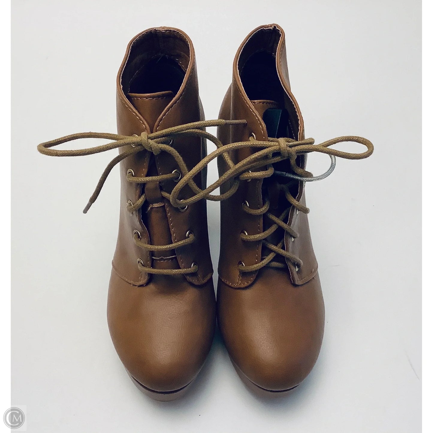 Boots Ankle Heels By Forever In Brown, Size: 5.5