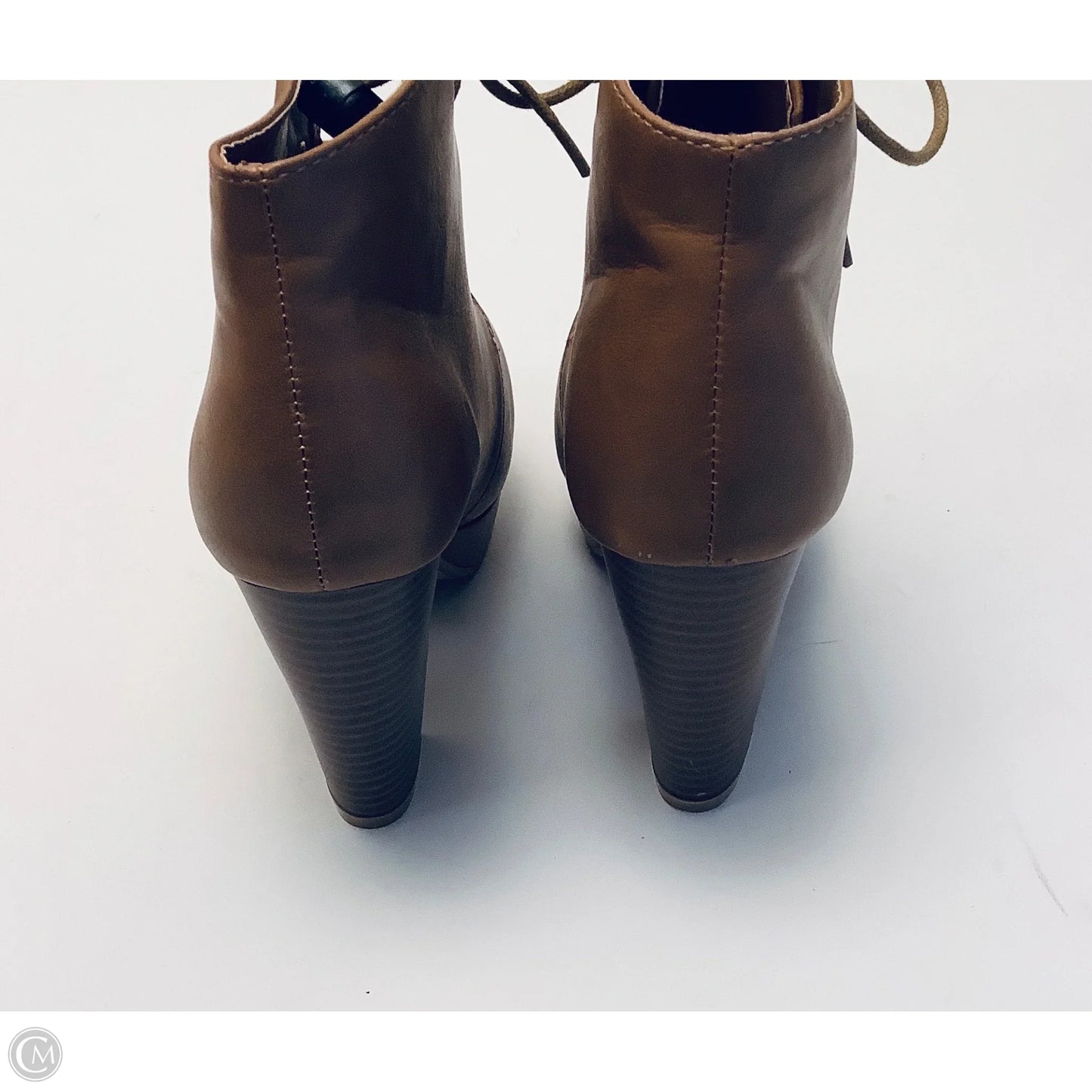Boots Ankle Heels By Forever In Brown, Size: 5.5