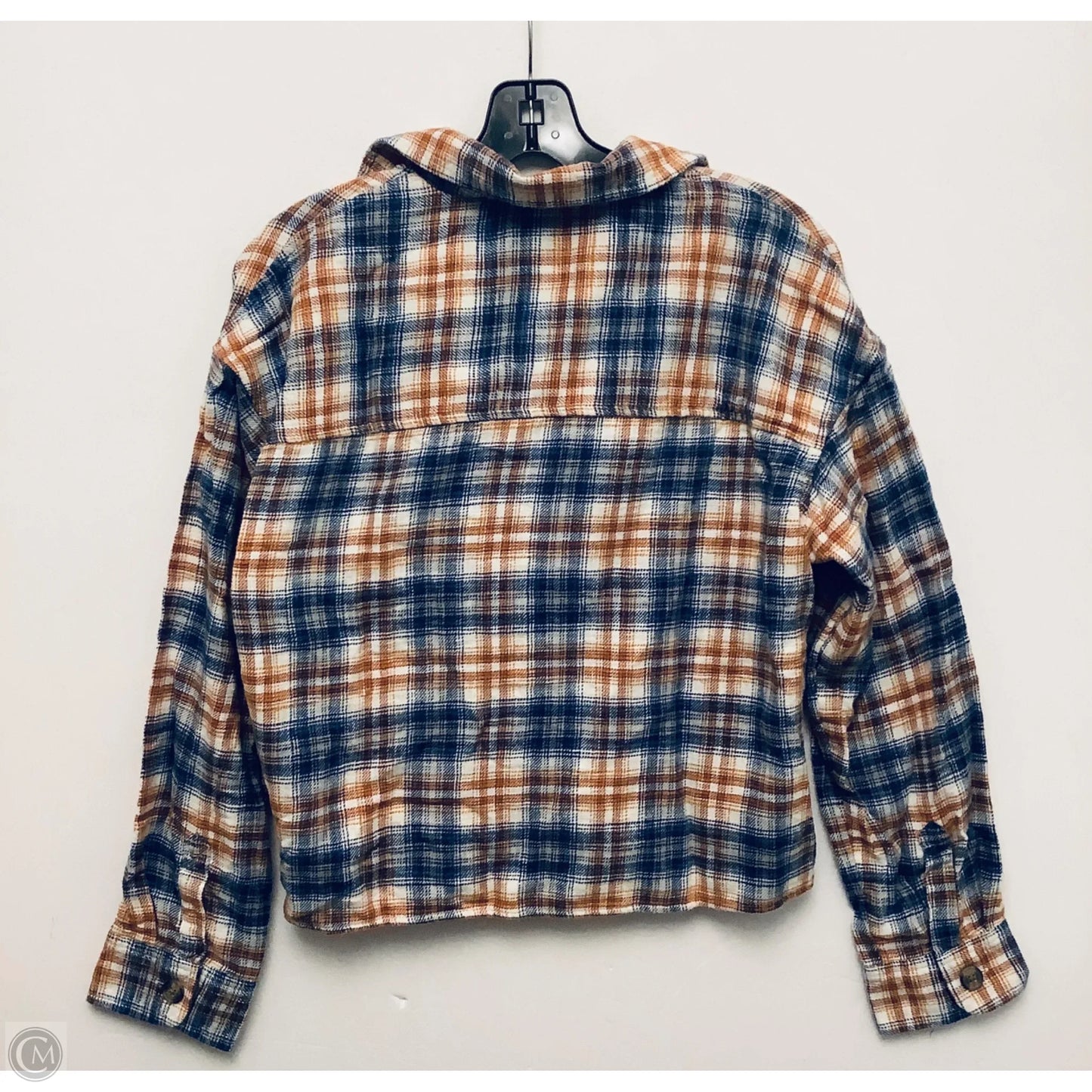 Top Long Sleeve Basic By American Eagle In Blue & Brown, Size: S