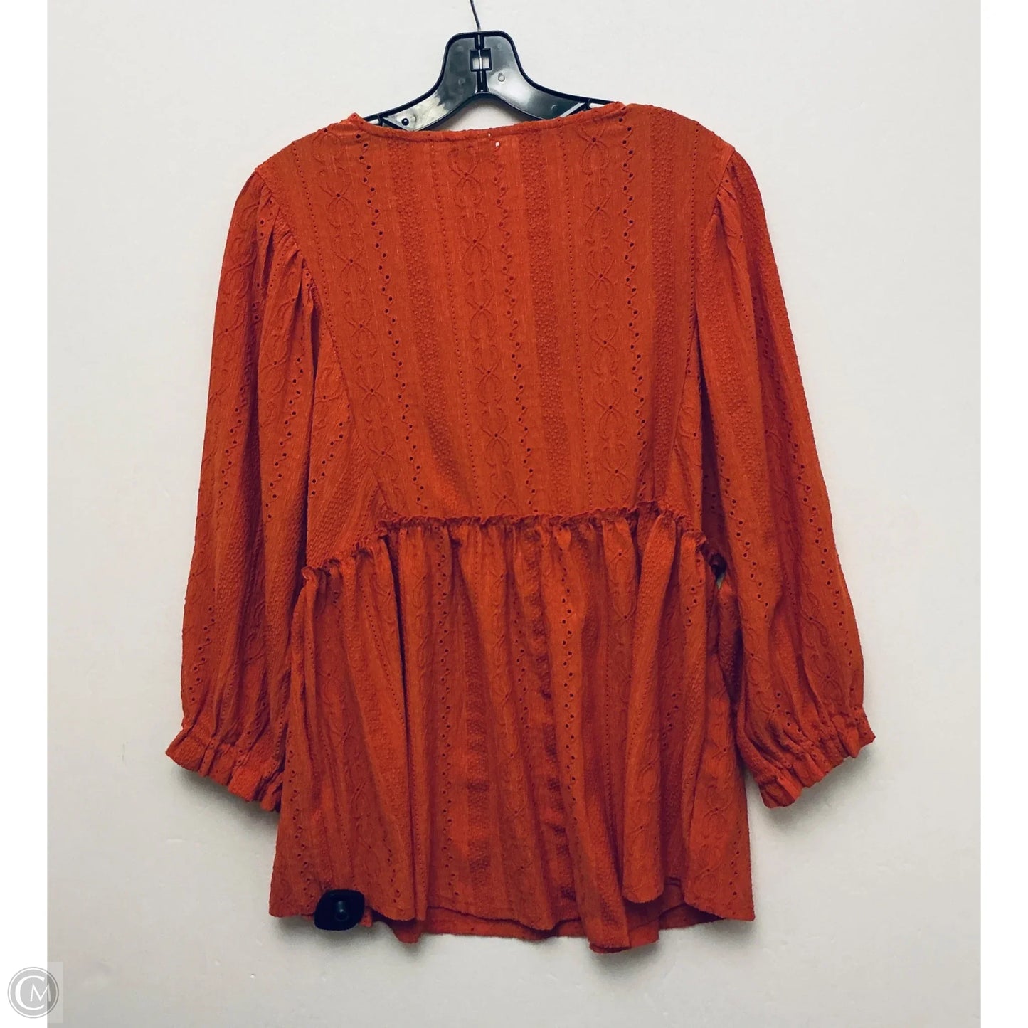 Top Long Sleeve Basic By Cato In Orange, Size: L