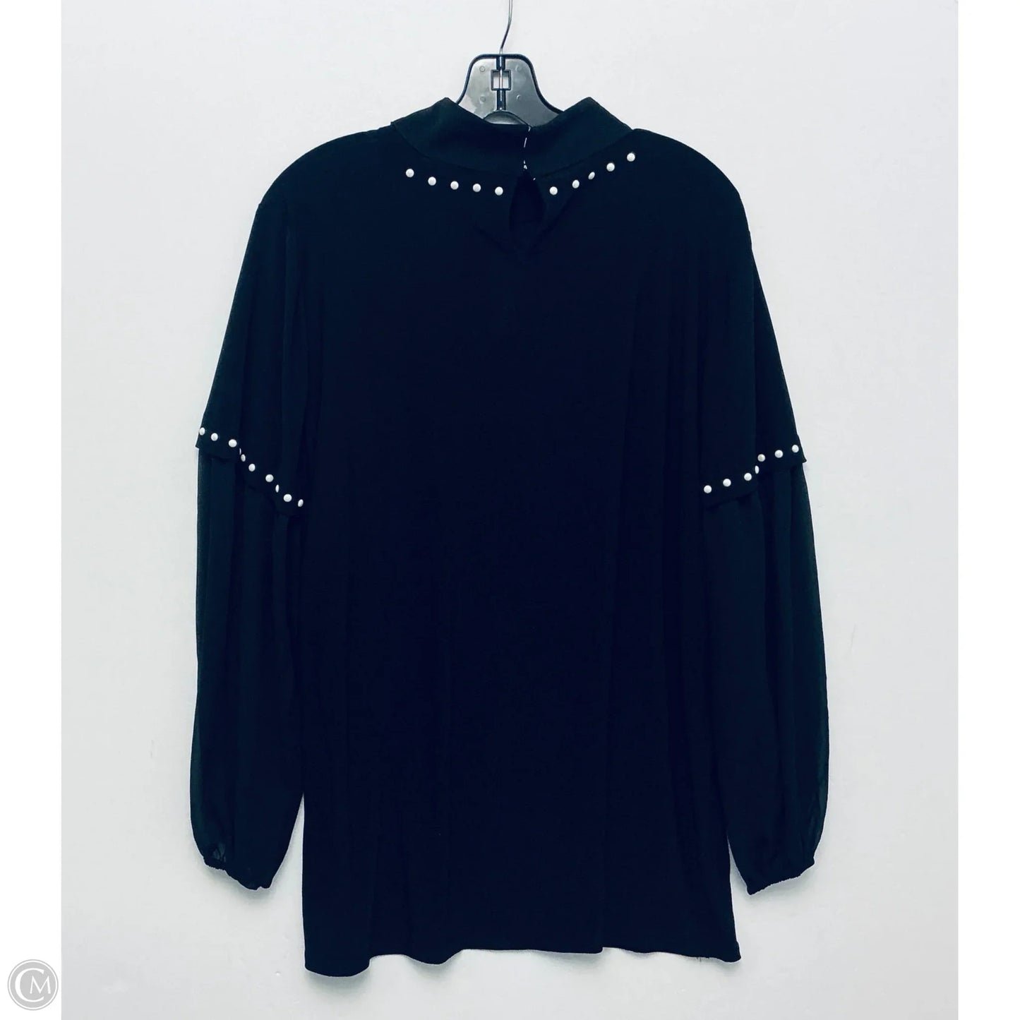 Top Long Sleeve By Investments In Black, Size: L