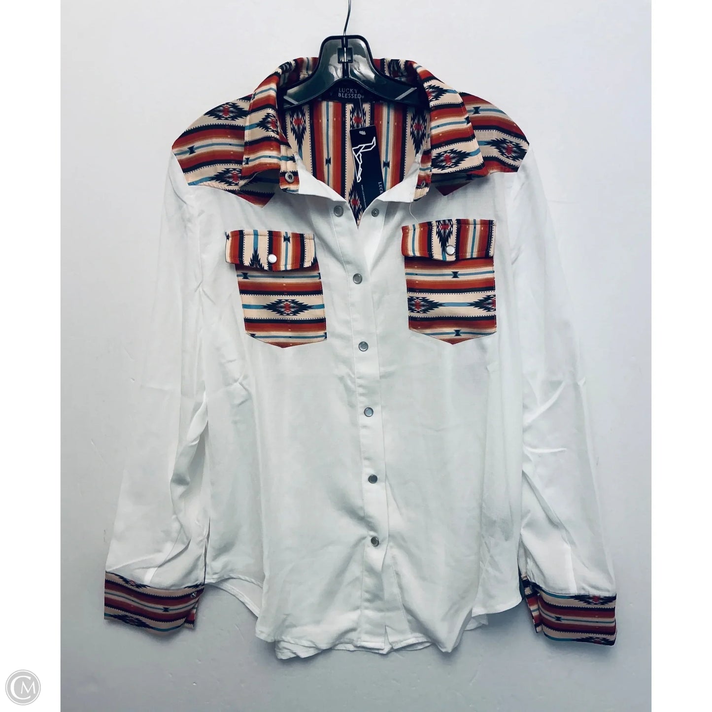 Top Long Sleeve By Lucky & Blessed In White, Size: L