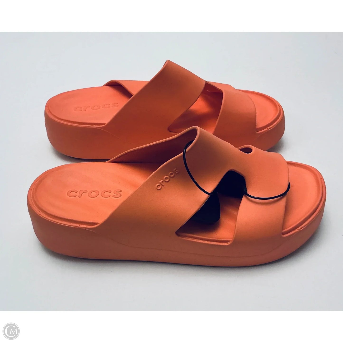 Sandals Heels Wedge By Crocs In Orange, Size: 9