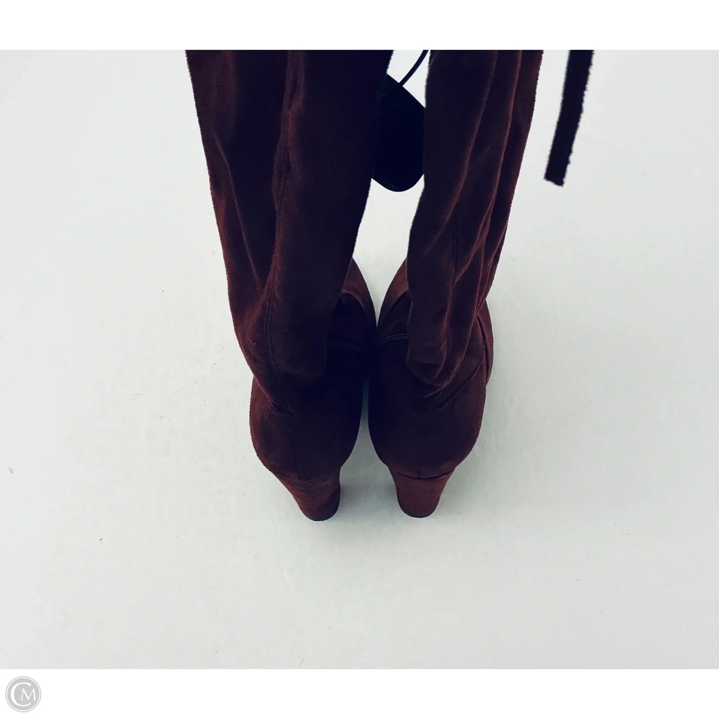 Boots Knee Heels By Top Moda In Maroon, Size: 6.5