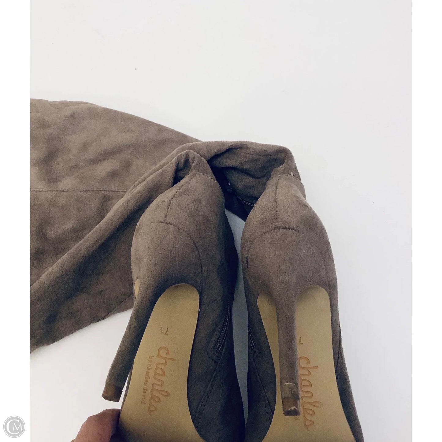 Boots Knee Heels By Charles By Charles David In Taupe, Size: 7.5