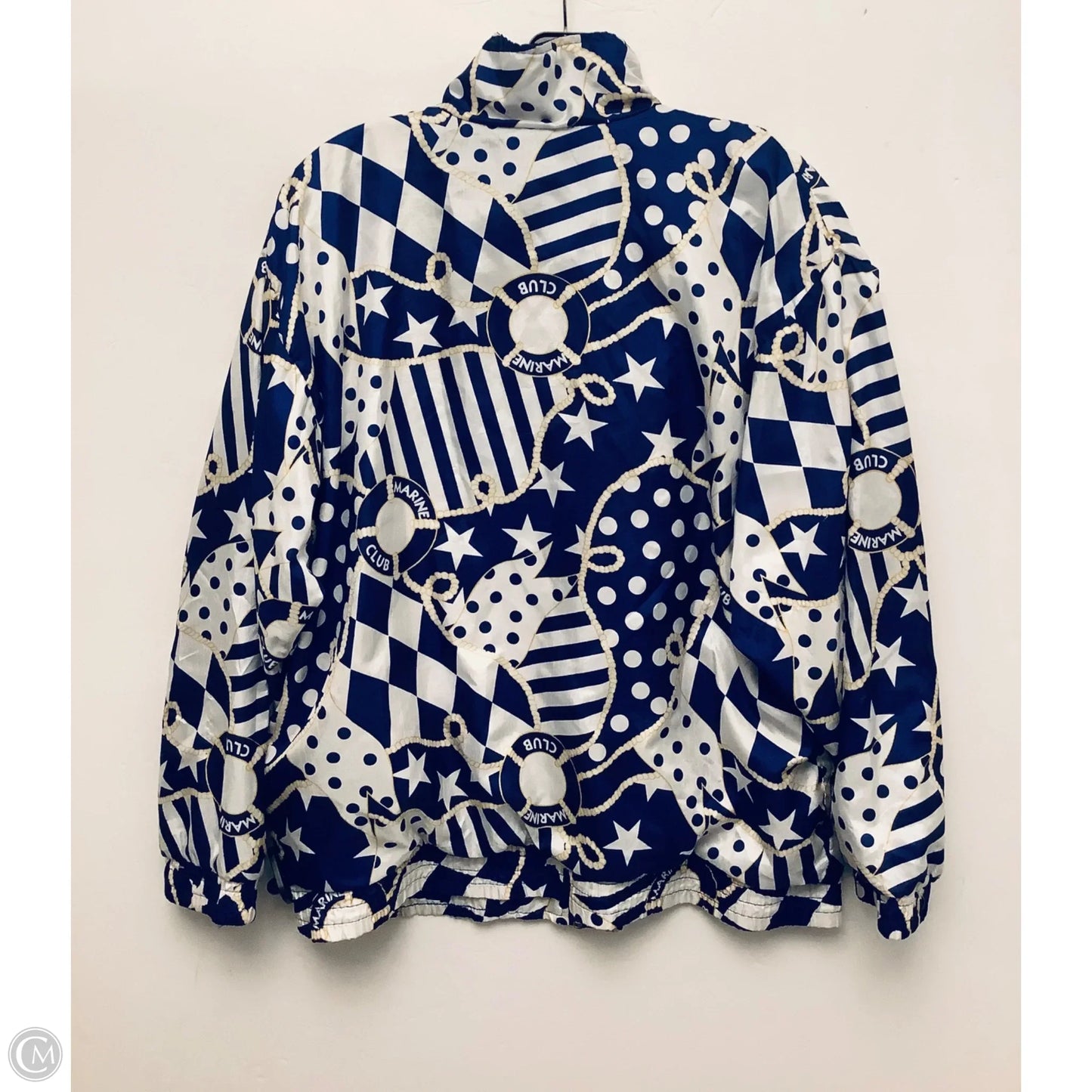 Jacket Windbreaker By Lavon In Blue & White, Size: M