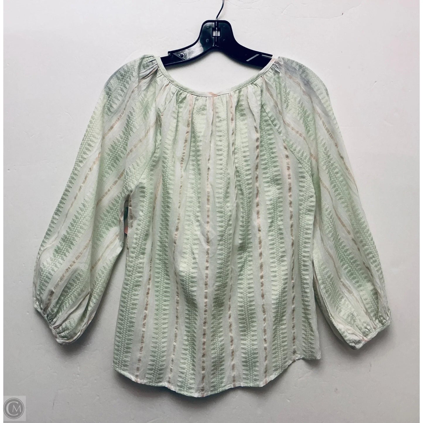 Top Long Sleeve By Philosophy In Green & White, Size: M
