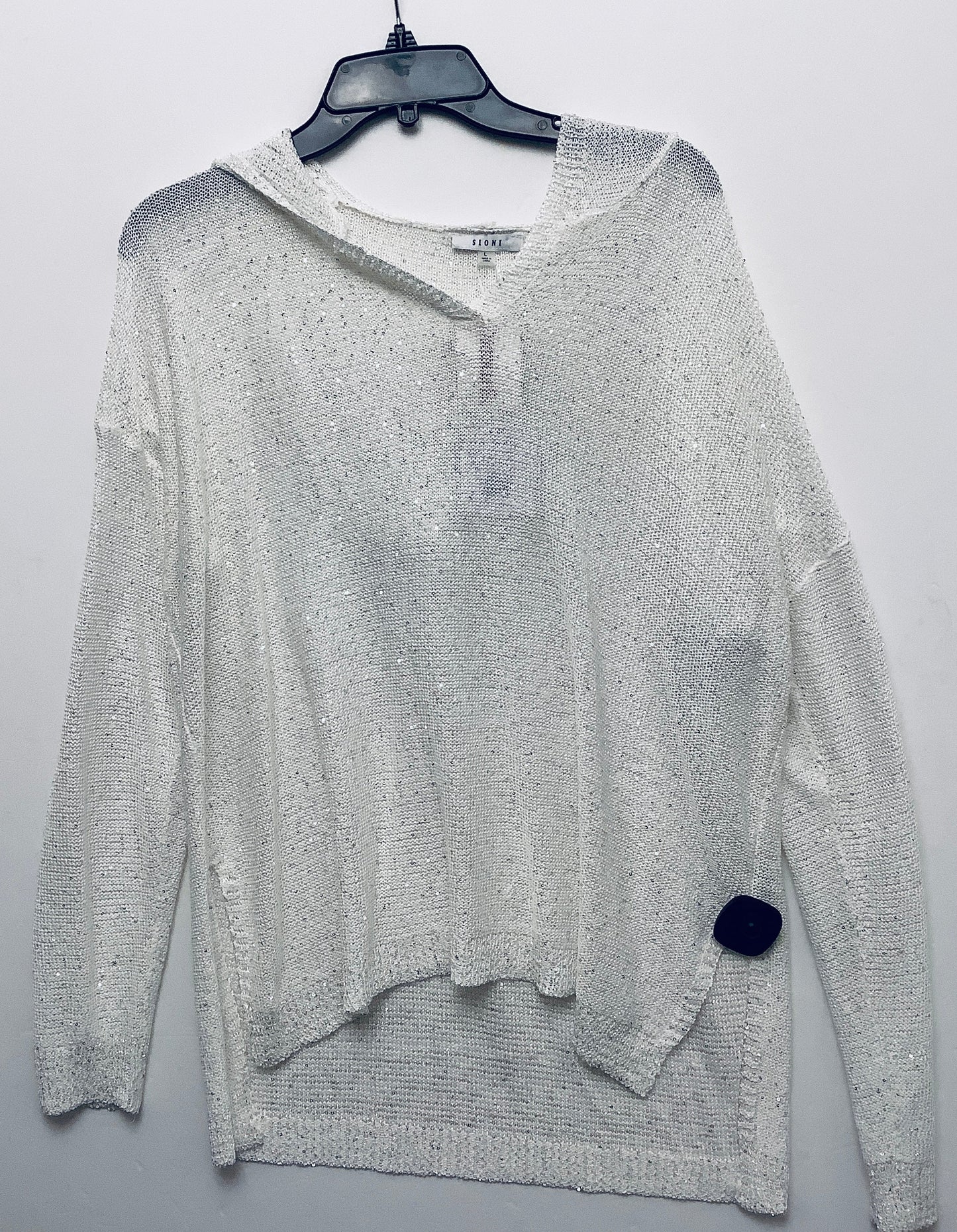 Sweatshirt Hoodie By Sioni In White, Size: L
