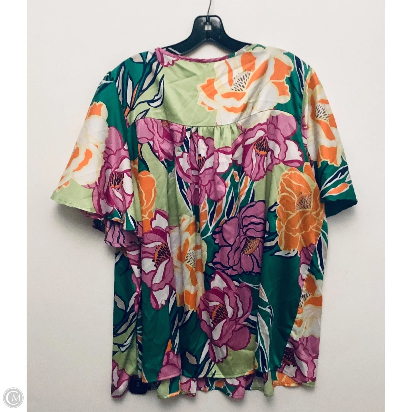 Top Short Sleeve By Oddi In Floral Print, Size: 2x