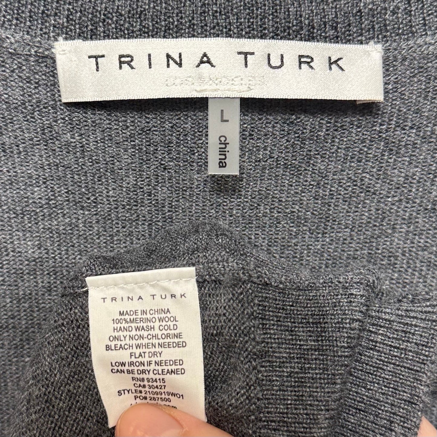 Evangeline Embellished Merino Wool Sweater By Trina Turk In Grey, Size: L