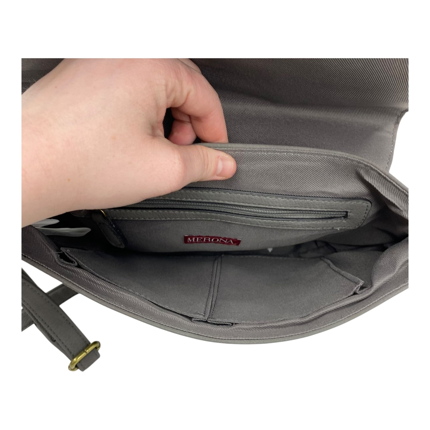 Crossbody By Merona In Grey, Size:Medium