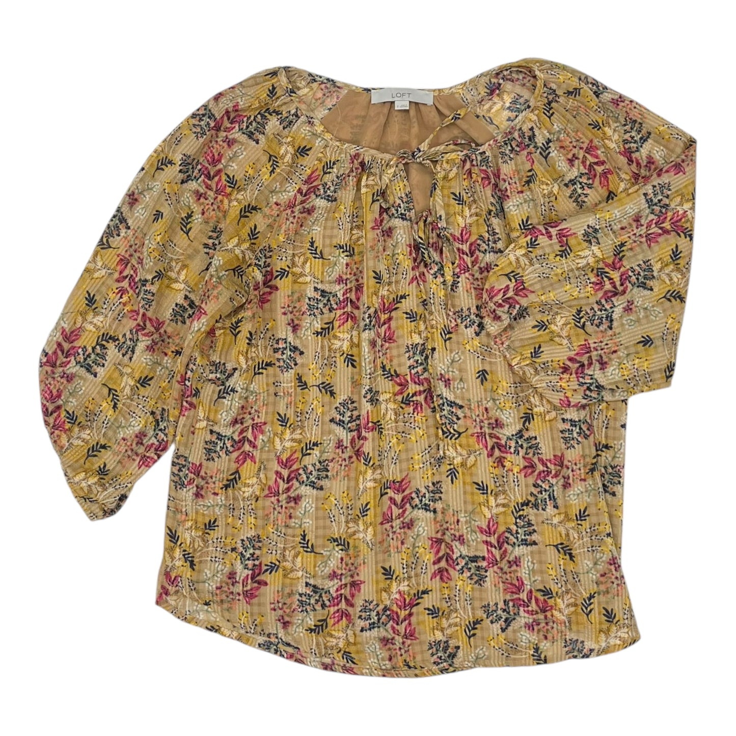 Blouse 3/4 Sleeve By Loft In Tan, Size:S