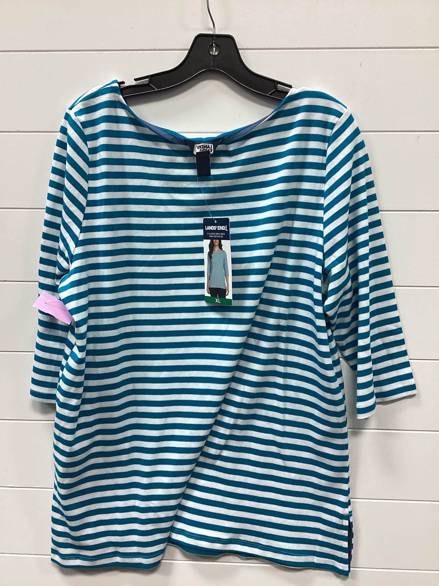 Top Ls By Lands End In Blue & White, Size:Xl
