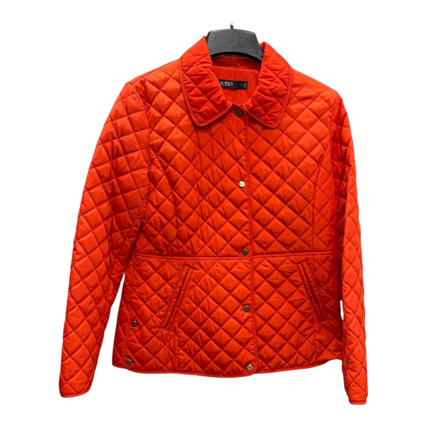 Jacket Puffer & Quilted By Lauren By Ralph Lauren In Orange, Size:M
