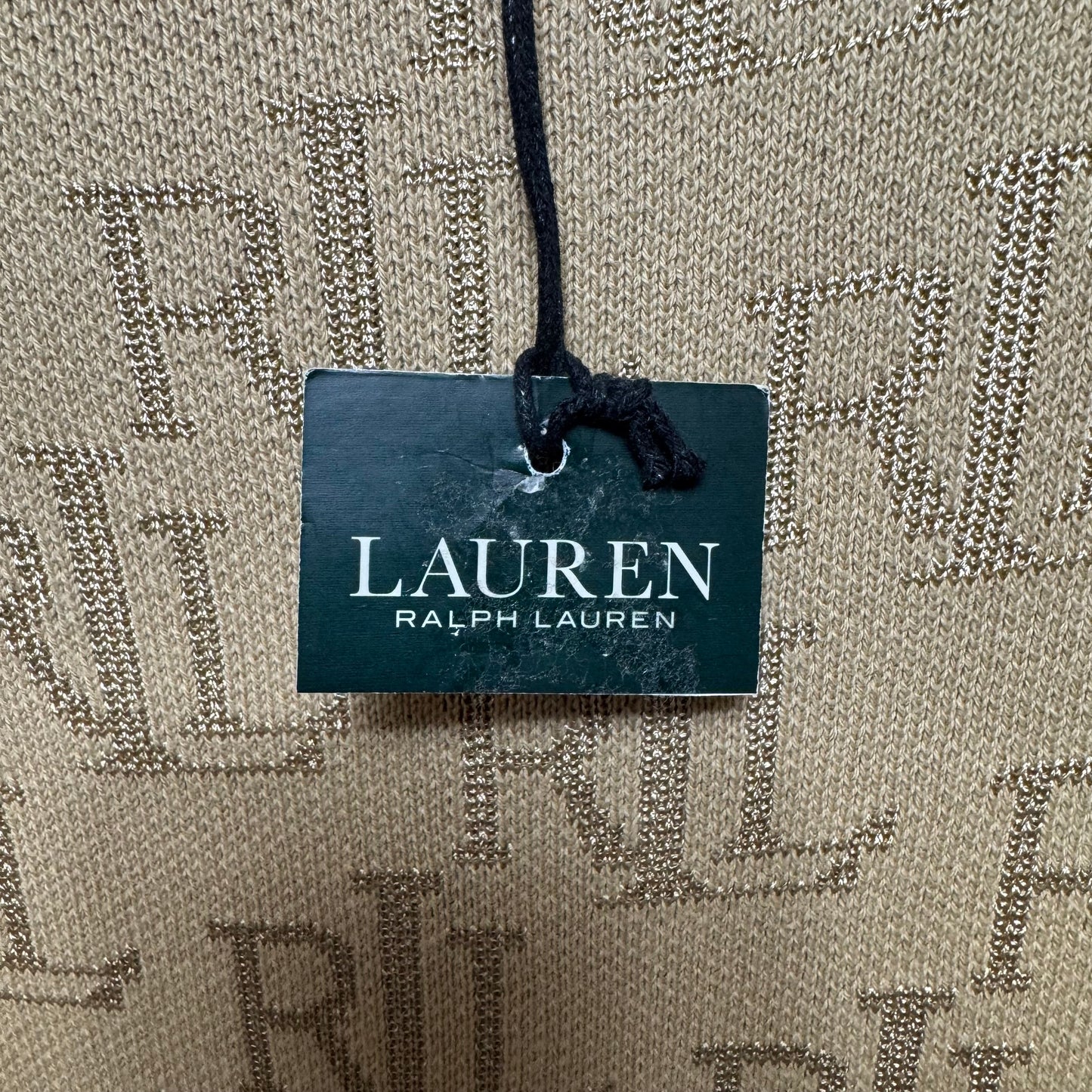 Monogram Jacquard Short-Sleeve Sweater By Lauren By Ralph Lauren In Tan, Size: 1x