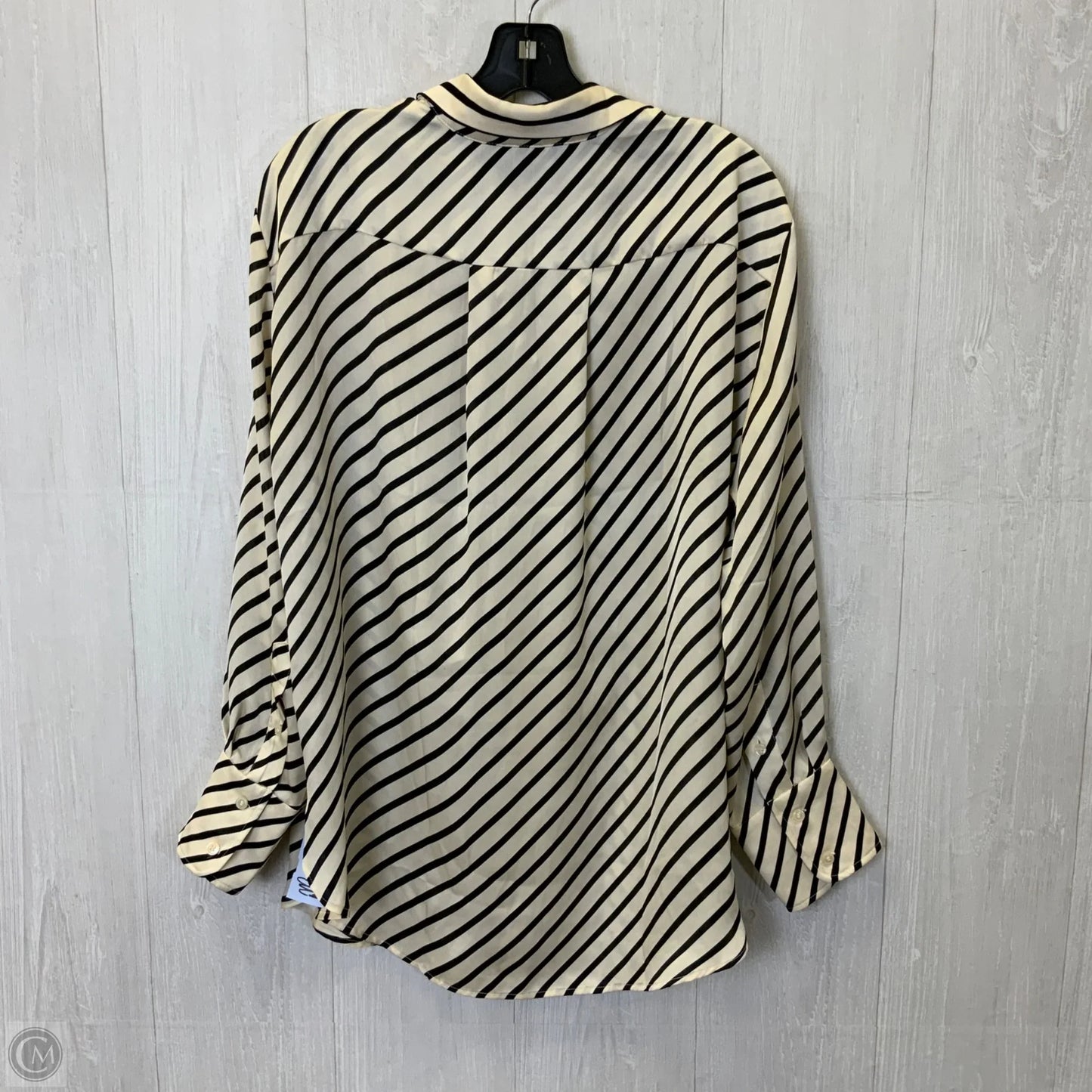 Blouse Long Sleeve By H&m In Blue & Cream, Size: M