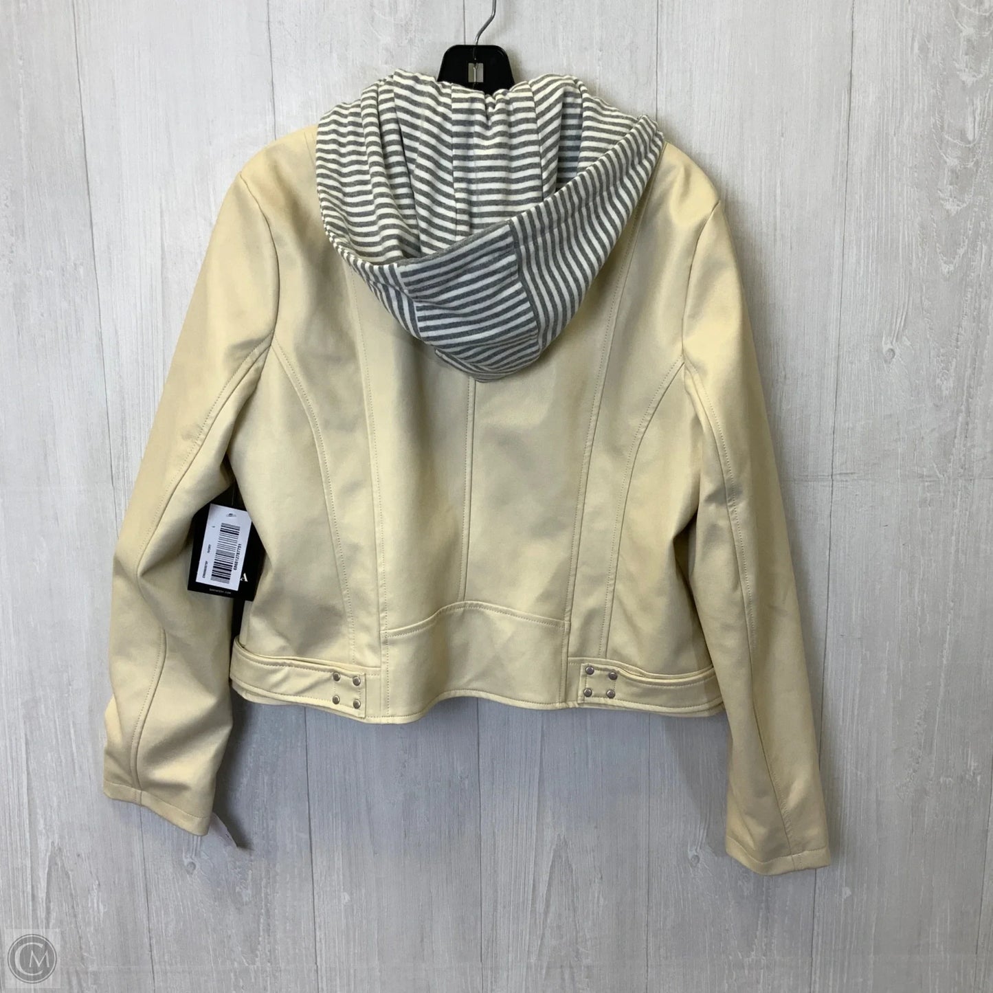 Jacket Leather By Clothes Mentor In Cream, Size: L