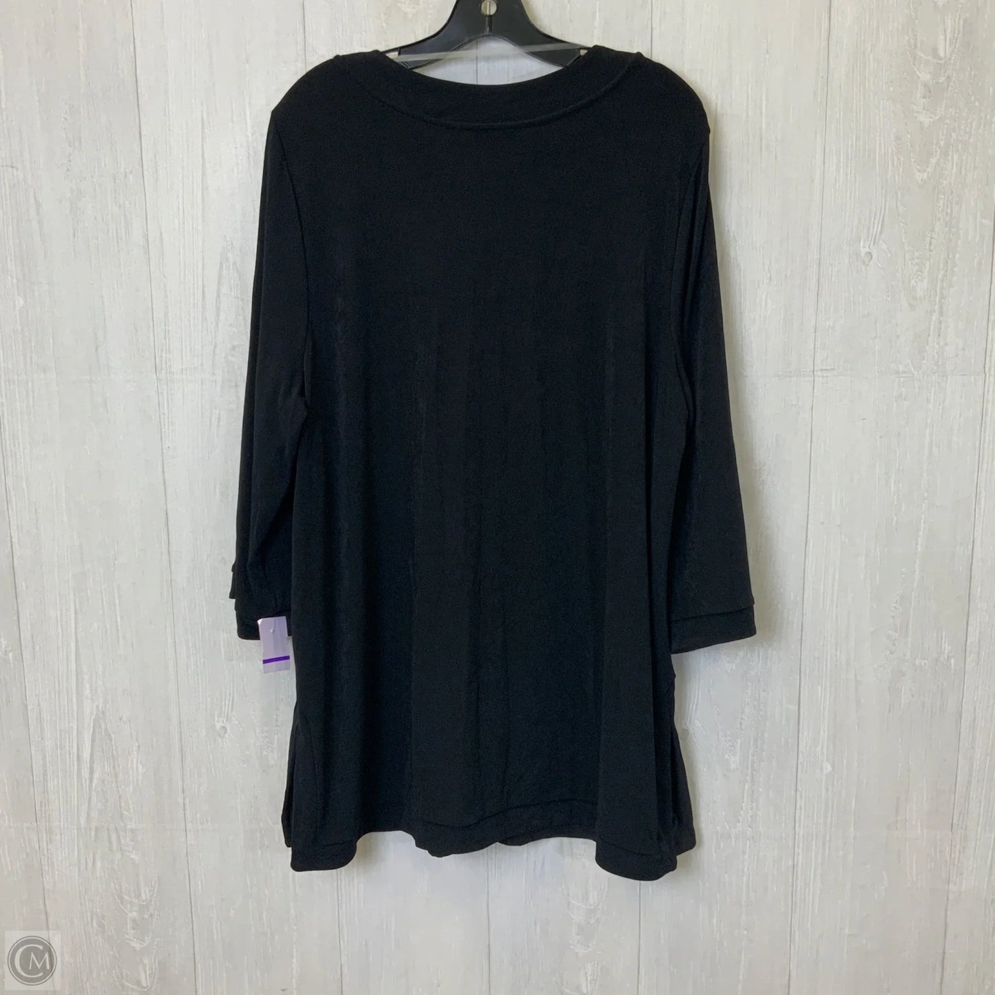 Top 3/4 Sleeve By Chicos In Black, Size: 3x