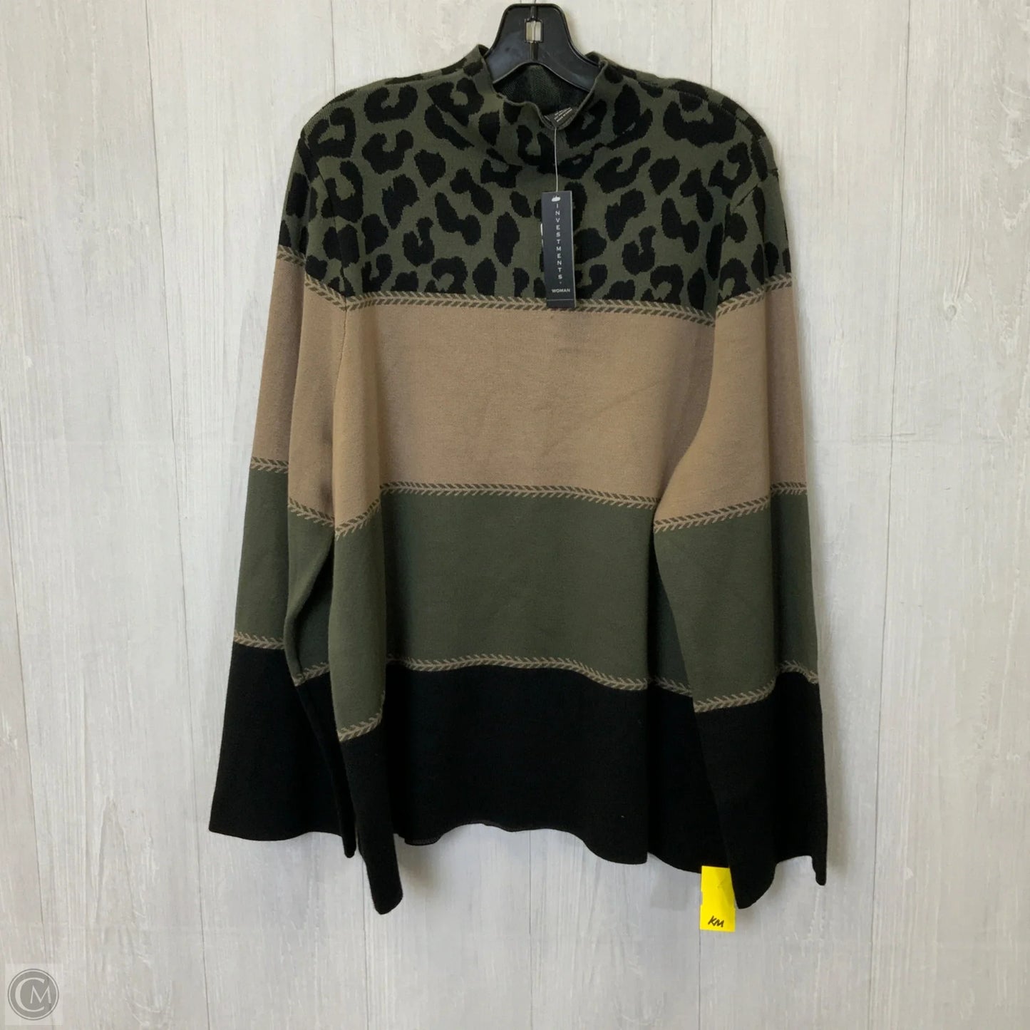 Sweater By Investments In Green & Tan, Size: 2x