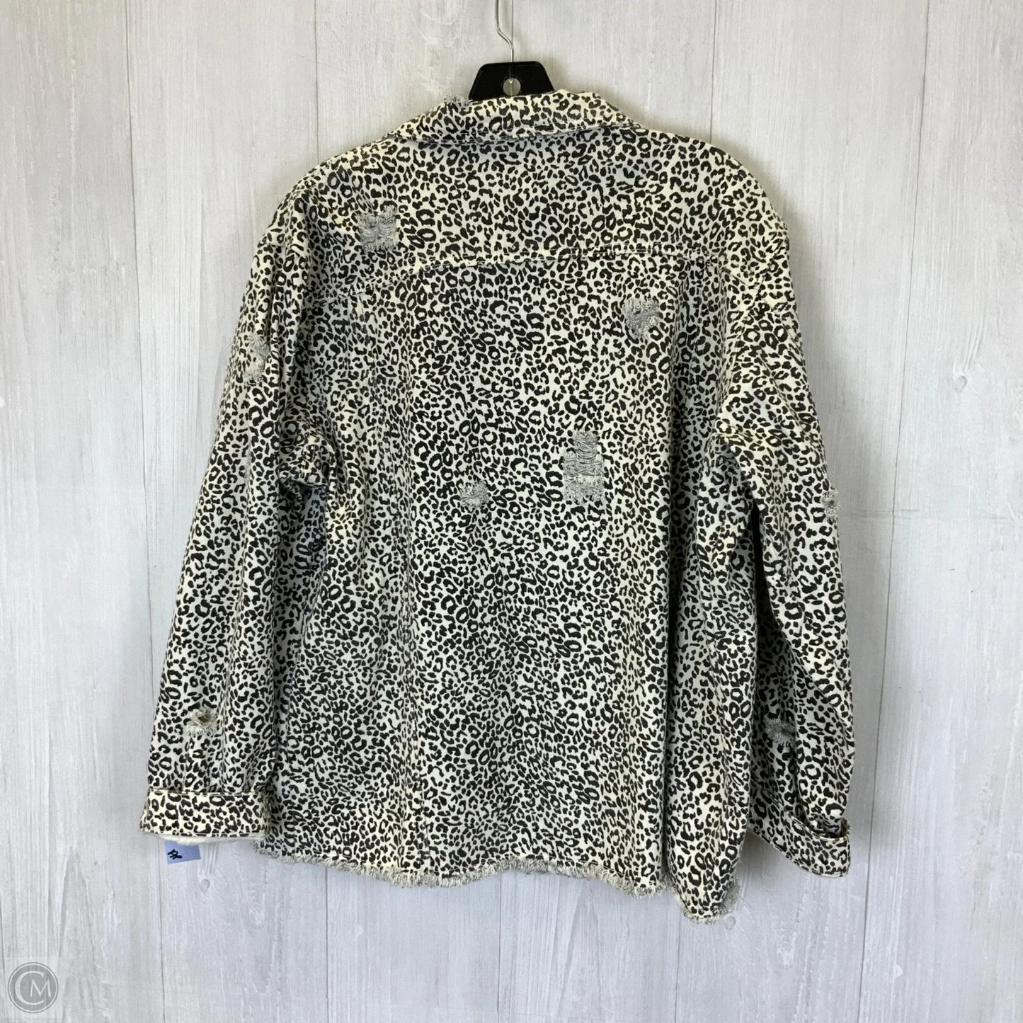 Jacket Denim By Clothes Mentor In Leopard Print, Size: 1x