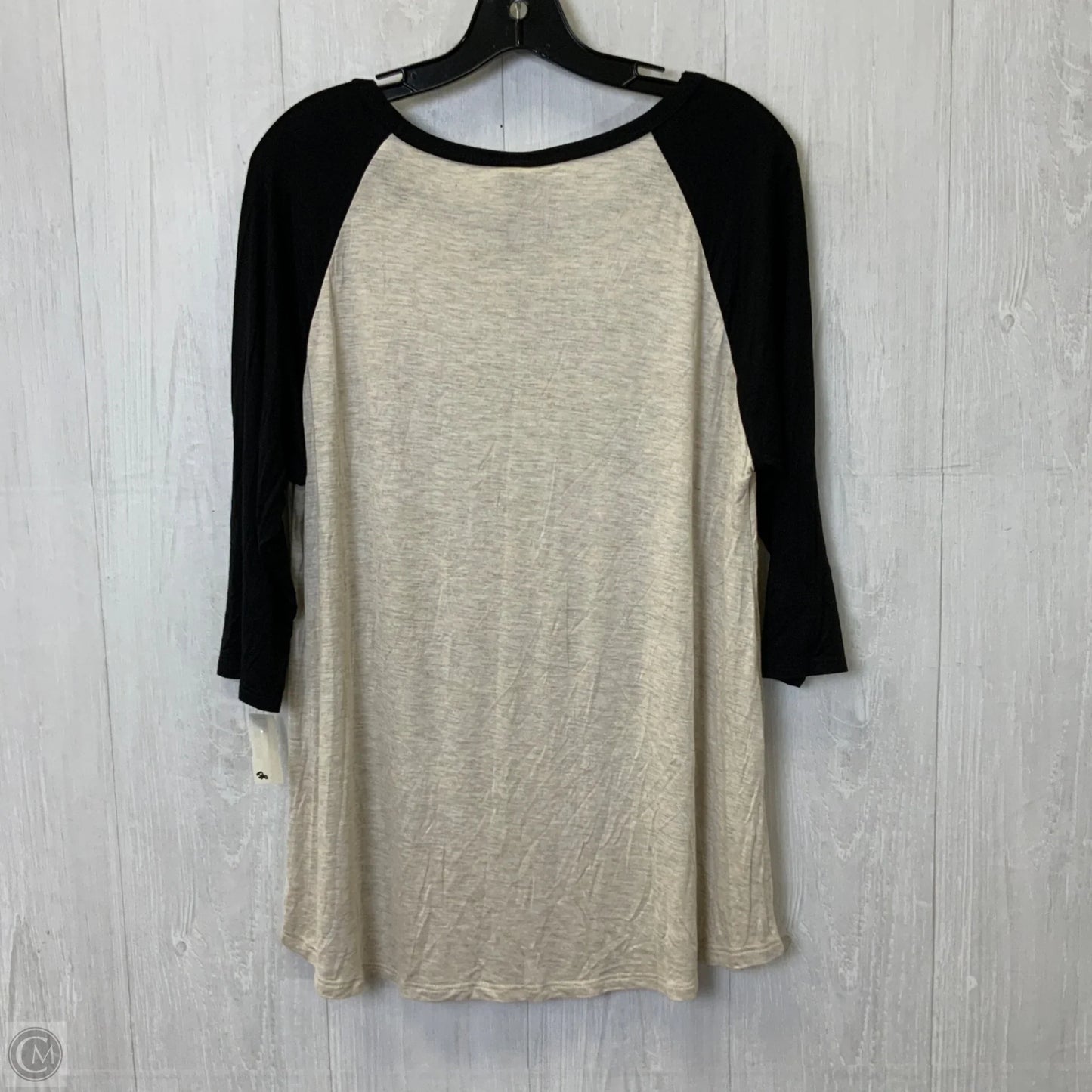 Top 3/4 Sleeve By Clothes Mentor In Black & Cream, Size: 2x