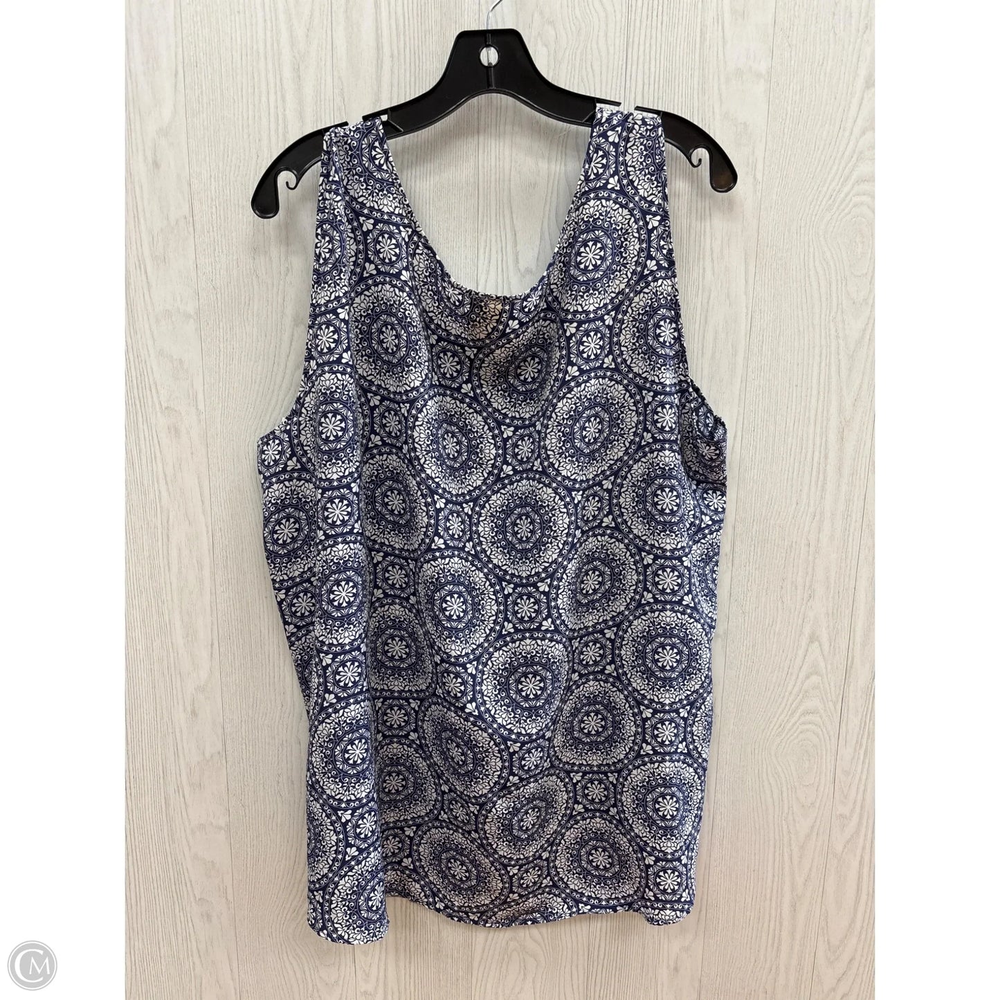 Top Sleeveless By Faded Glory In Blue & White, Size: 3x
